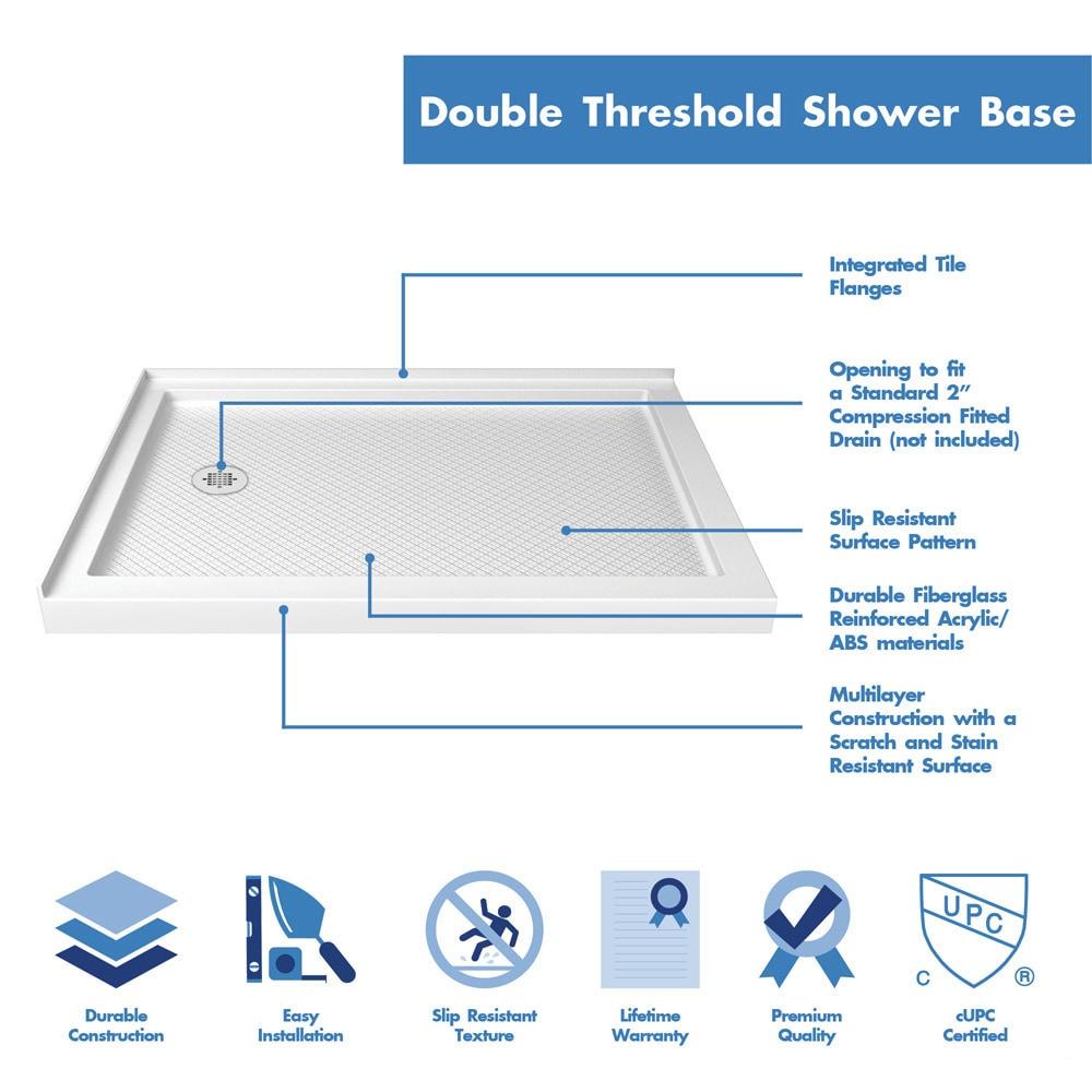 SlimLine 48" W x 36" D Double Threshold Shower Base