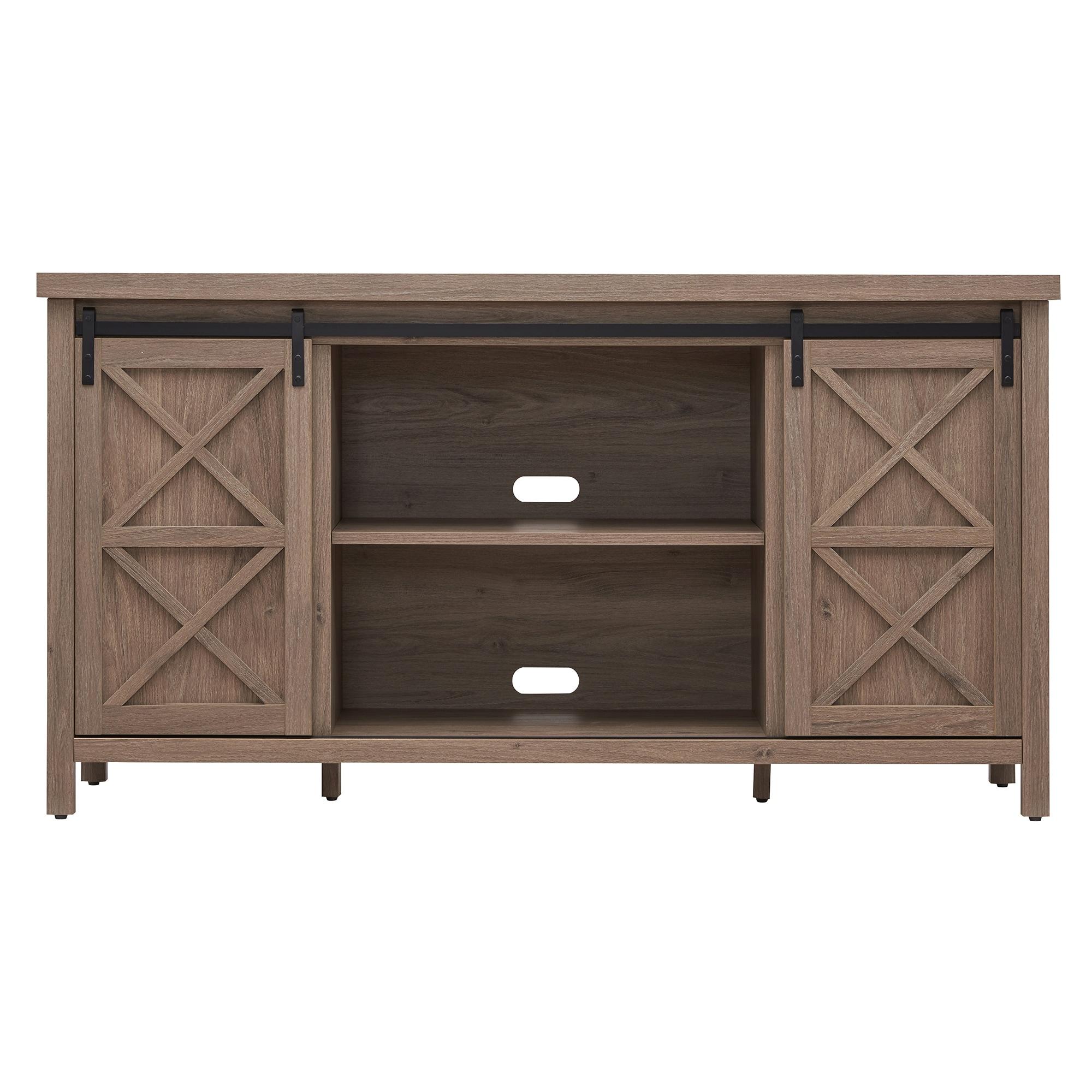 Evelyn&Zoe Elmwood Rectangular TV Stand for TV's up to 65", Antiqued Gray Oak