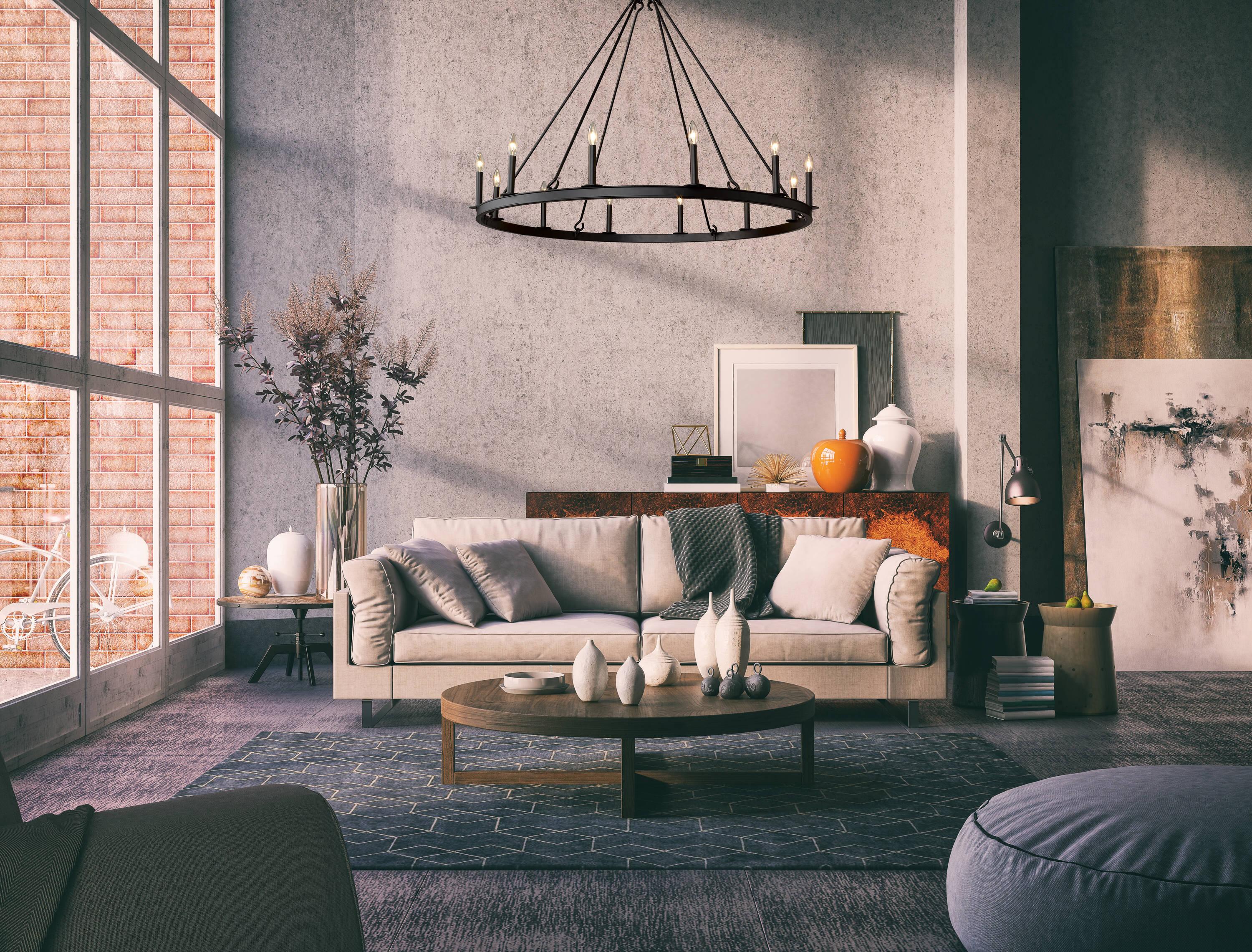 Matte Black 12-Light Candle-Inspired Chandelier