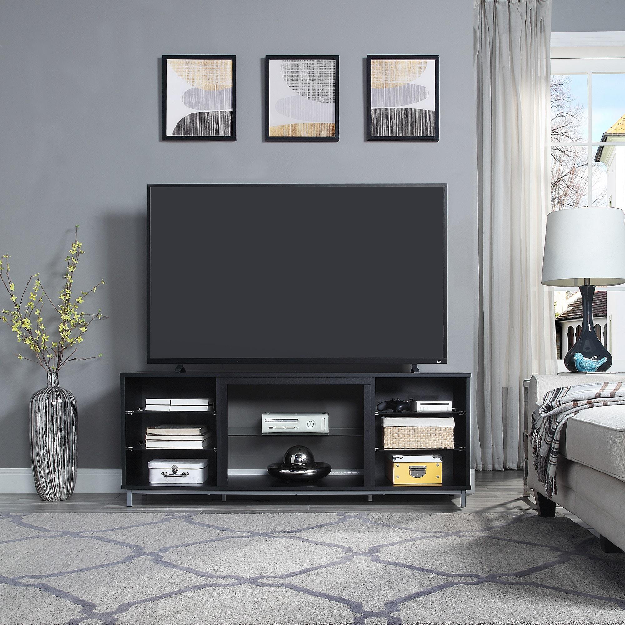 Manhattan Comfort Brighton Wood TV Stand for TVs up to 56" in Black