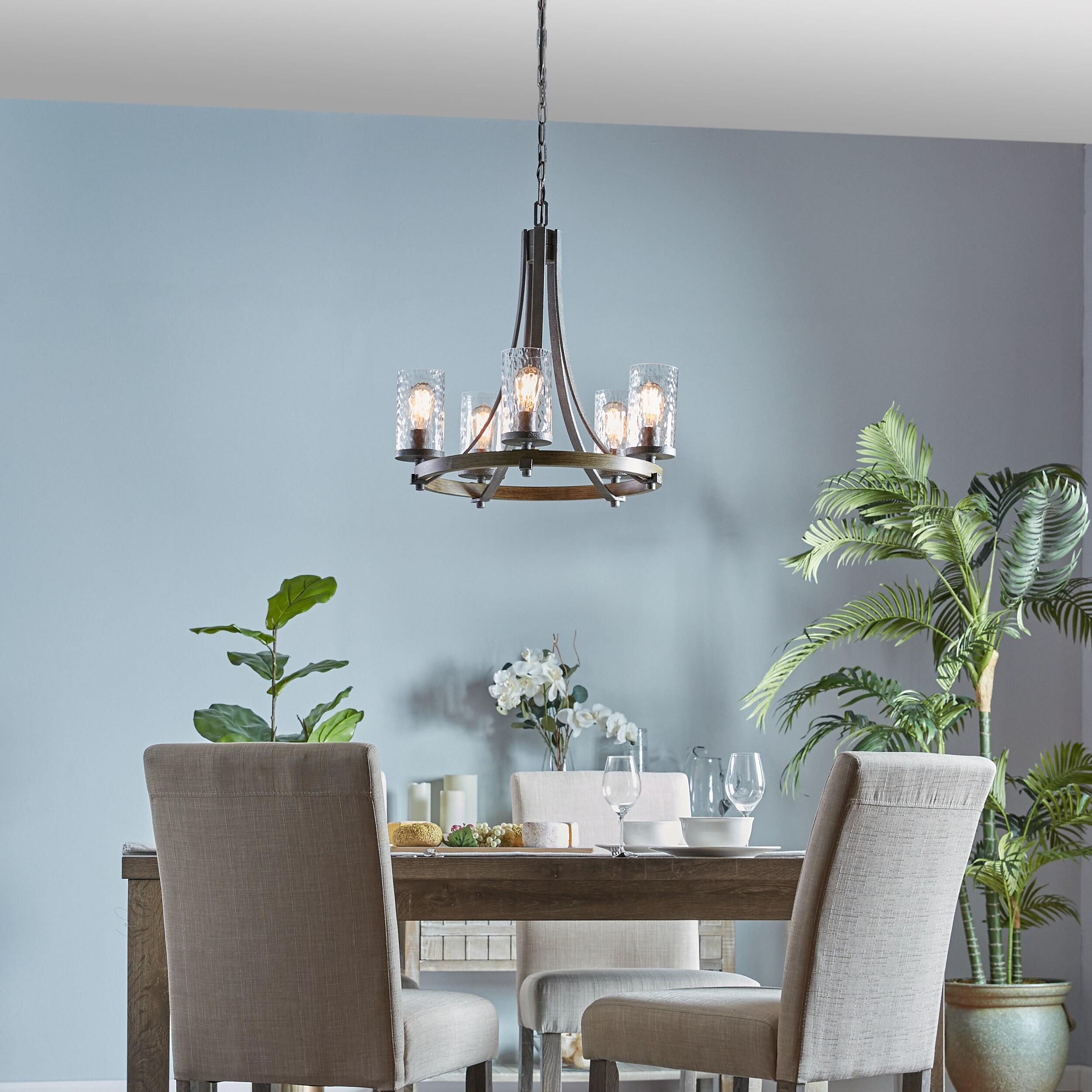 Steffens Iron & Textured Glass Chandelier (24"-48")
