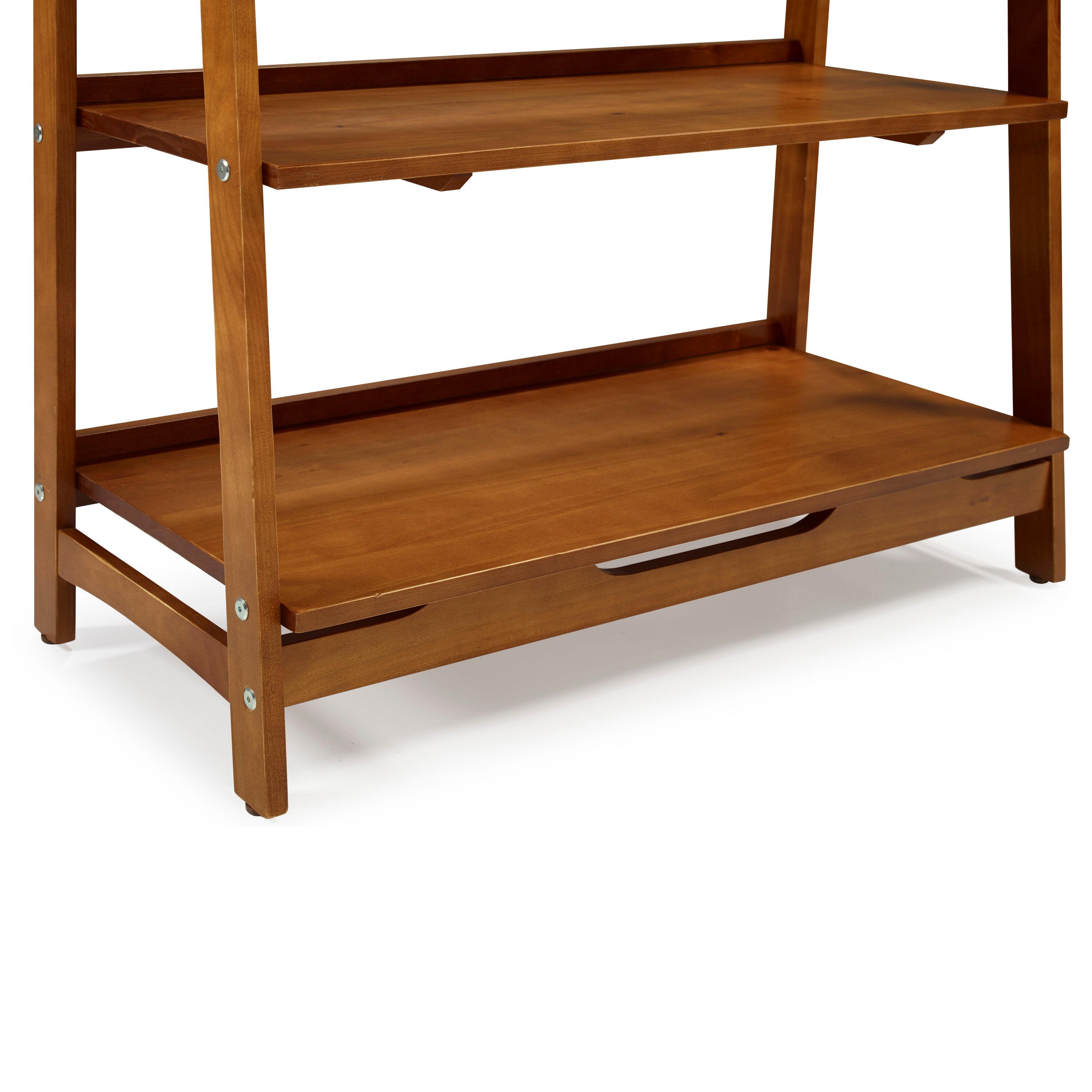 Camaflexi Mid Century Modern Wooden Bookshelf 3 Tier Open Shelving Unit, Castanho 100% Solid Wood