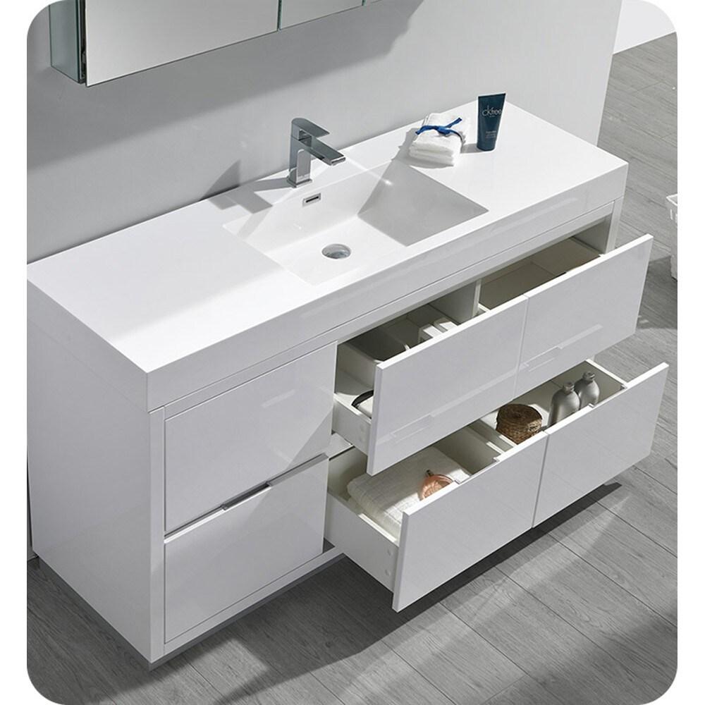 Valencia 60" Freestanding Single Modern Bathroom Vanity with Ingegrated Sink - Faucet Not Included