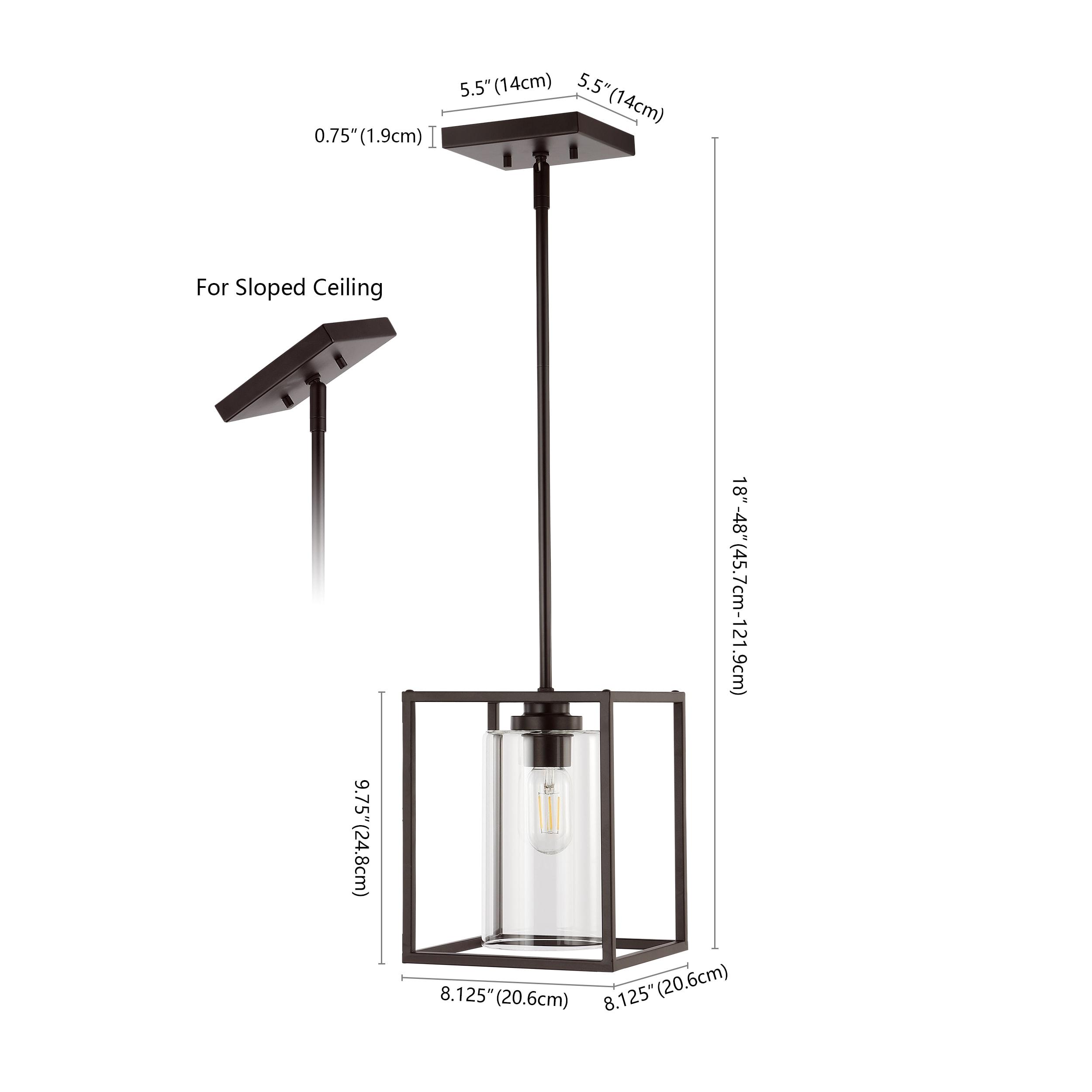 Quinn 8.13" 1-Light Industrial Farmhouse Iron/Glass LED Pendant, Oil Rubbed Bronze