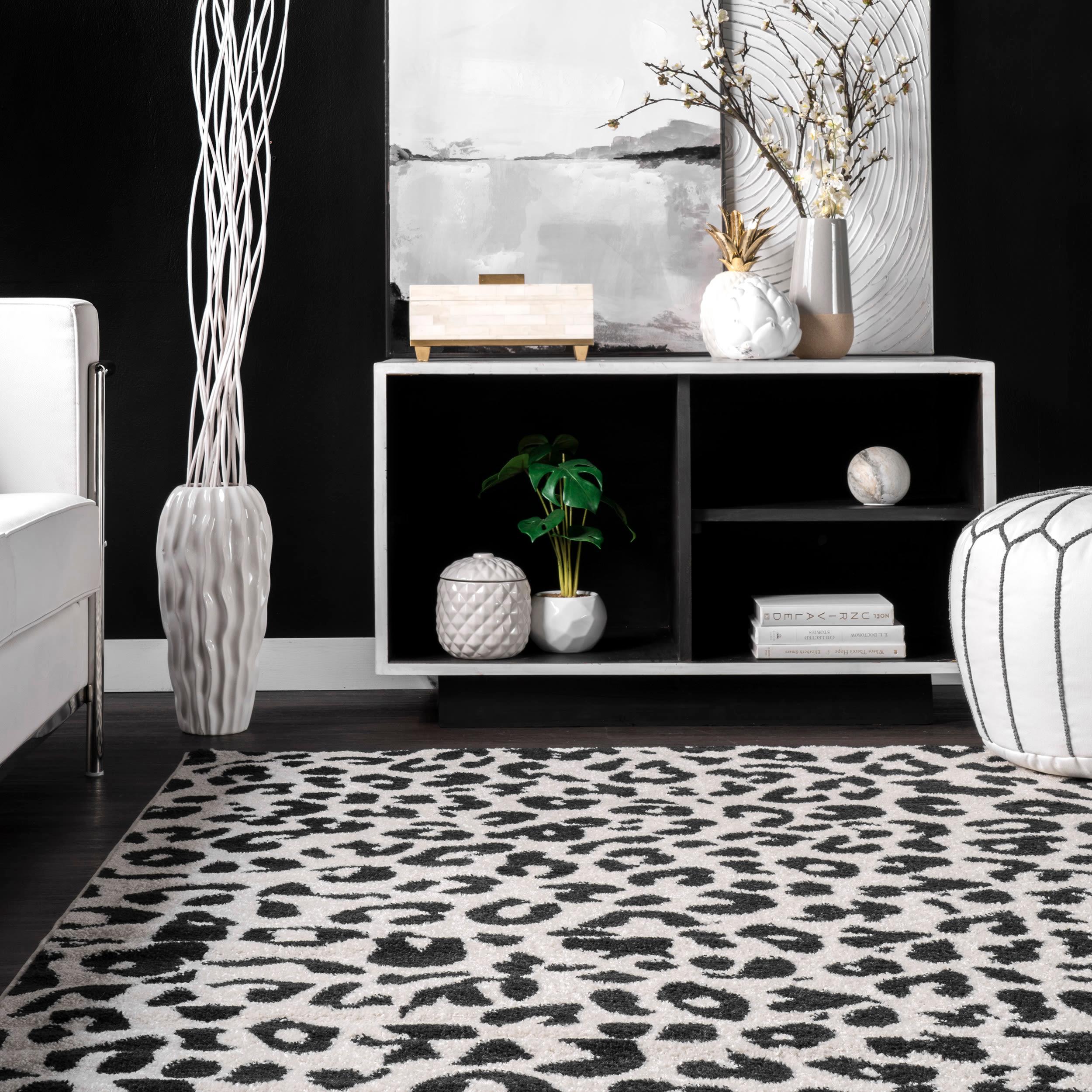 nuLOOM Print Leopard Area Rug, 9' x 12', Dark Gray