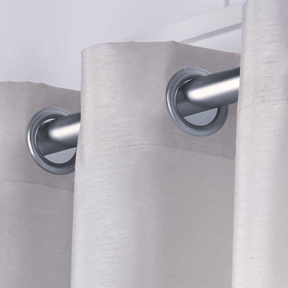 Set of 2 84"x54" Chateau Striped Faux Silk Grommet Top Light Filtering Window Curtain Panel Gray/Blush: Modern Drapes