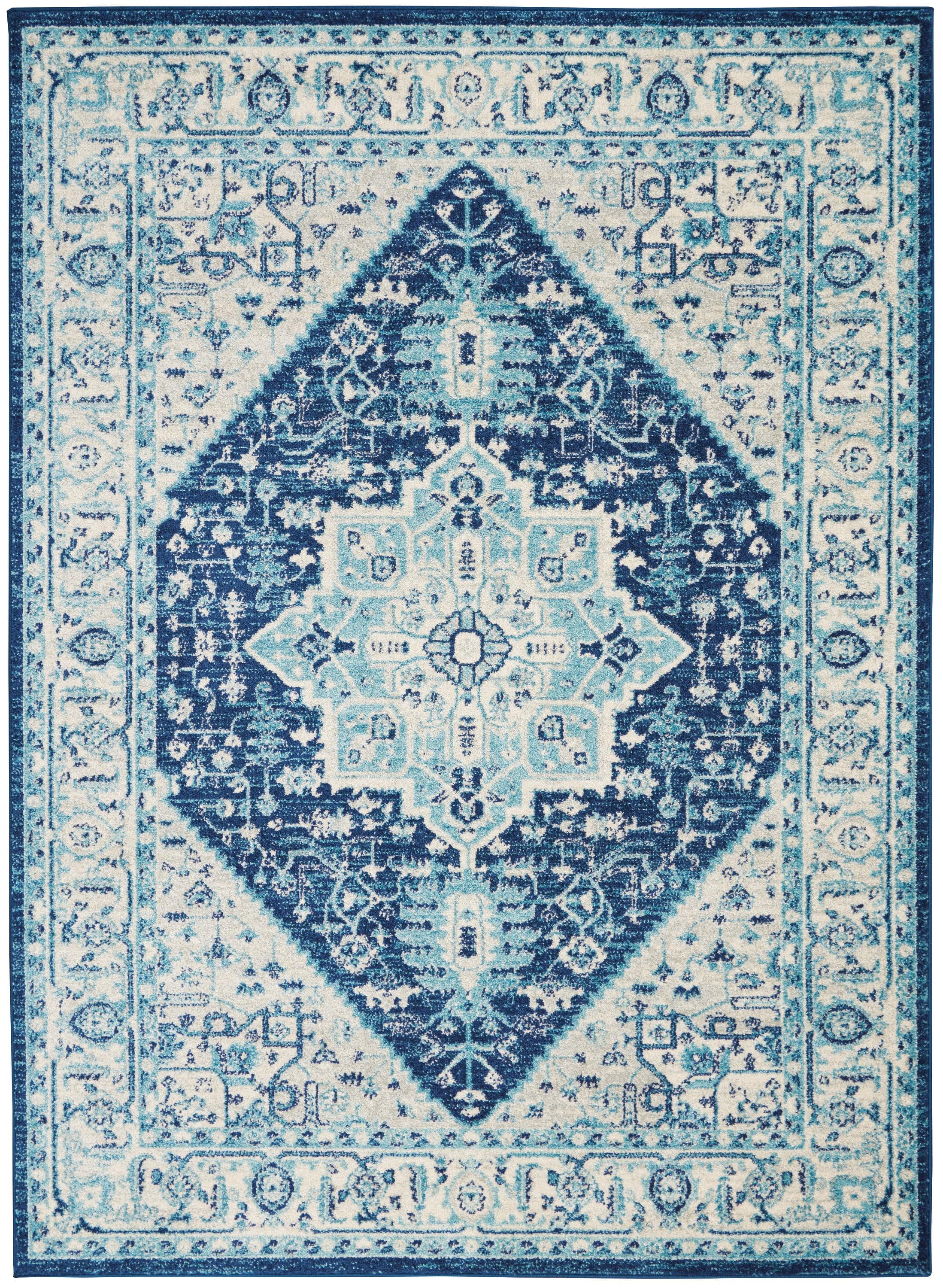 Nourison Tranquil Persian Indoor Rug Ivory Navy 5'3" x 7'3"