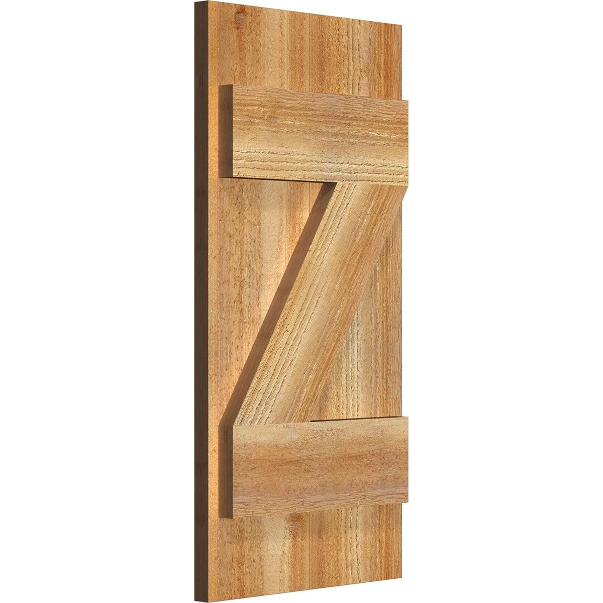 Ekena Millwork TimberCraft 5 3/8" Boards Joined Board-n-Batten Shutters w/Z-Bar, Western Red Cedar (Per Pair) (Set of 2)