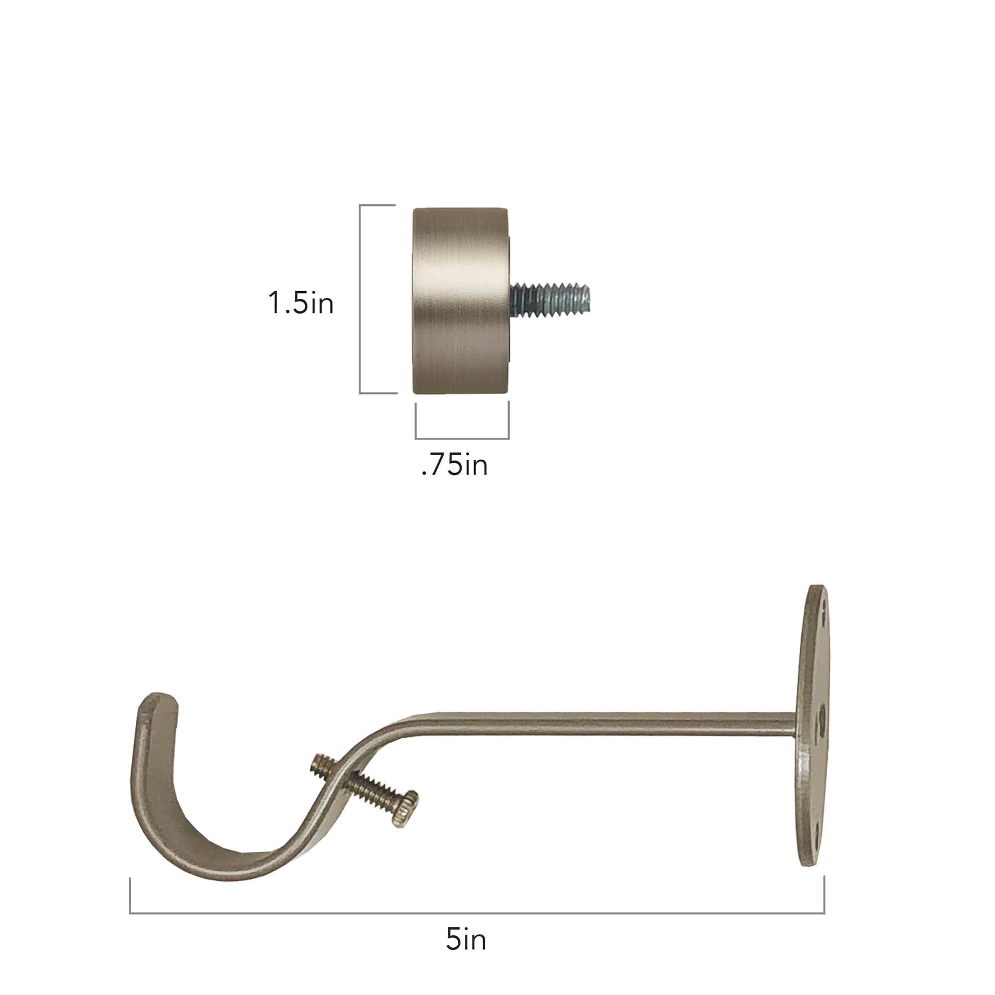 Serena 1" Window Drapery Single Curtain Rod with Contemporary Cap Finial - 48" - Pewter - Elrene Home Fashions