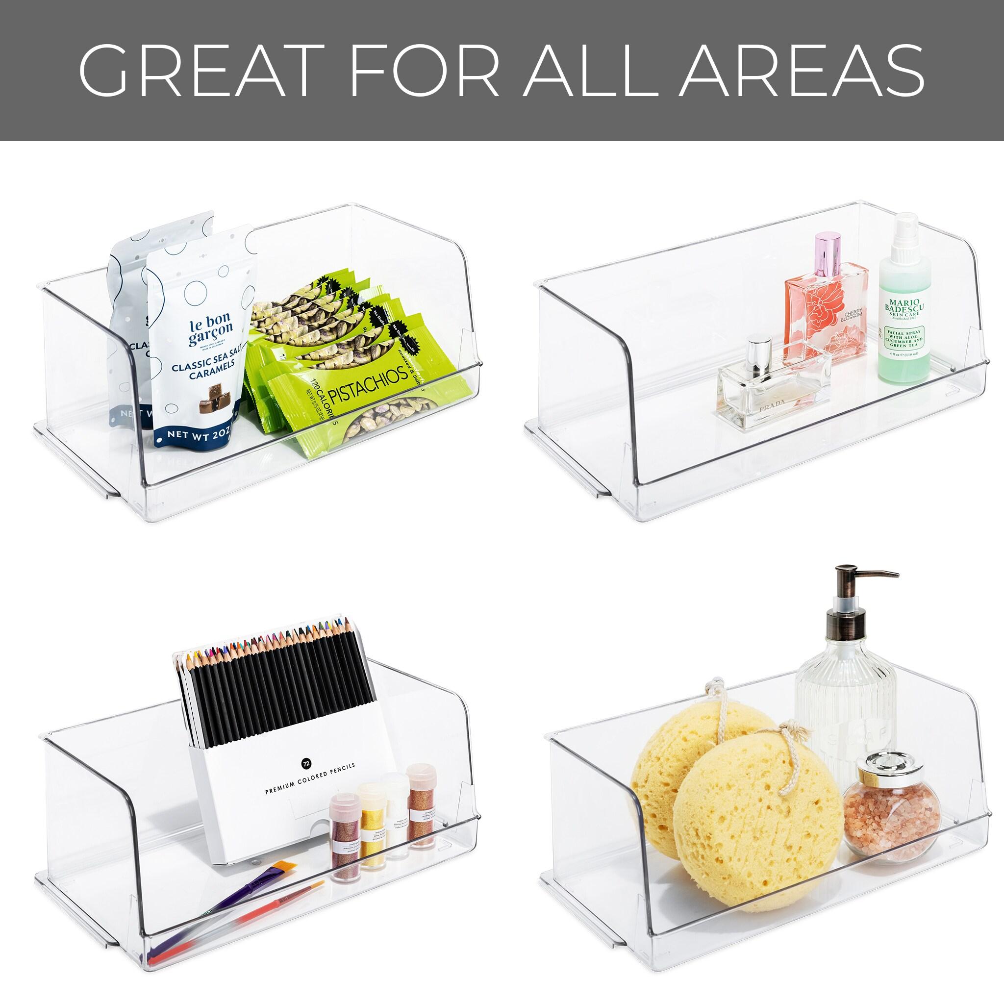 Stackable Household Bin - Set of 4- 7 x 12.5 Inch - Clear