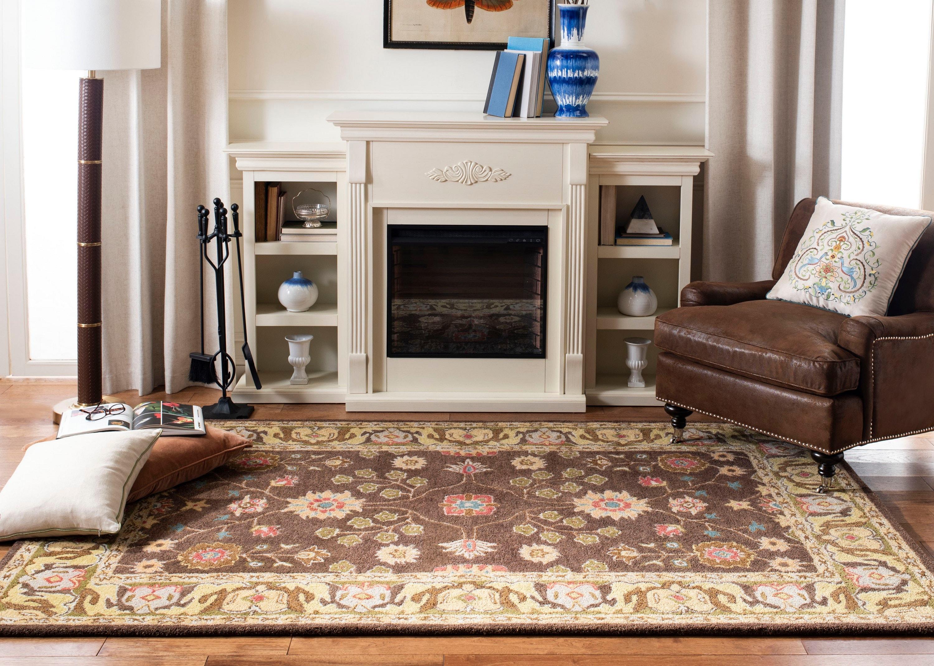 SAFAVIEH Anatolia Sandy Floral Area Rug, Brown/Gold, 6' x 9'