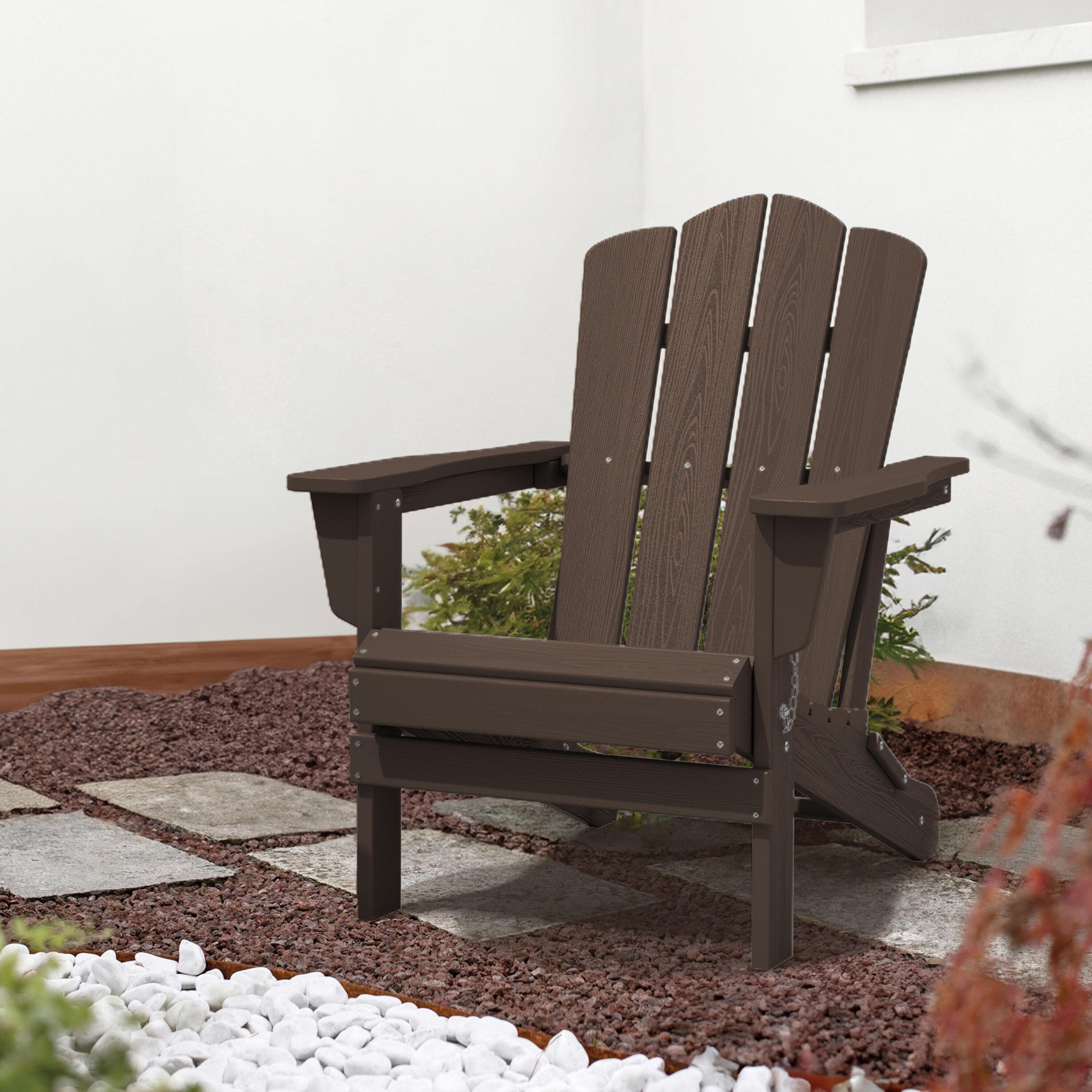 JEAREY Outdoor HDPE Folding Classic Adirondack Chair All-Weather Coffee