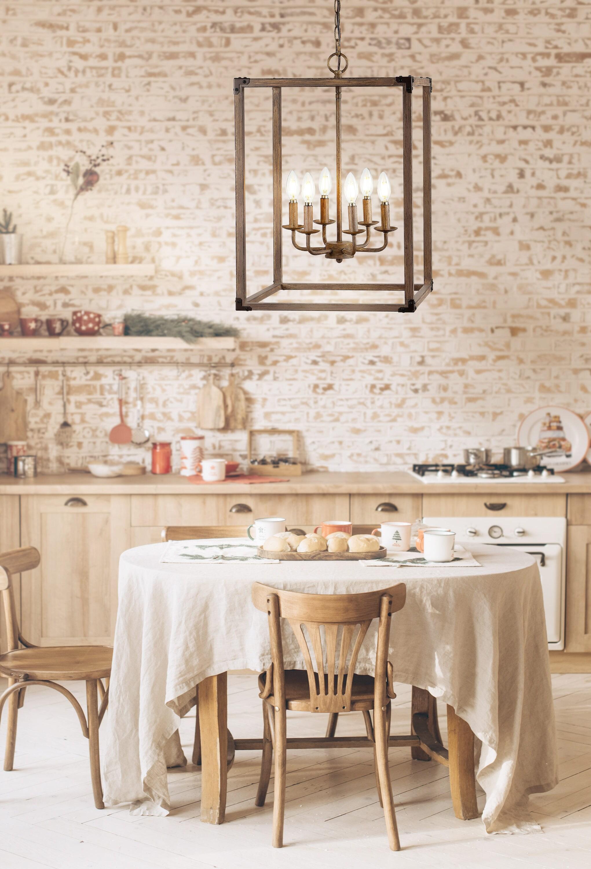 Magnolia 12.13" 4-Light Adjustable Iron Rustic Farmhouse LED Pendant, Brown