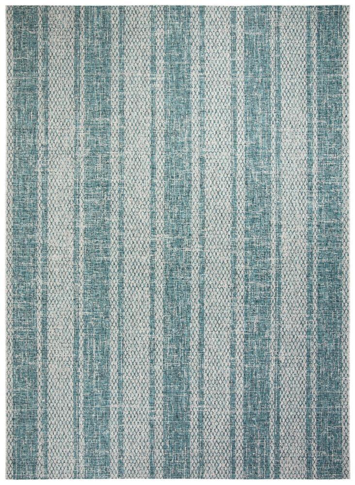 Courtyard CY8736 Power Loomed Indoor and Outdoor Area Rug - Light Grey/Teal - 9'x12' - Safavieh