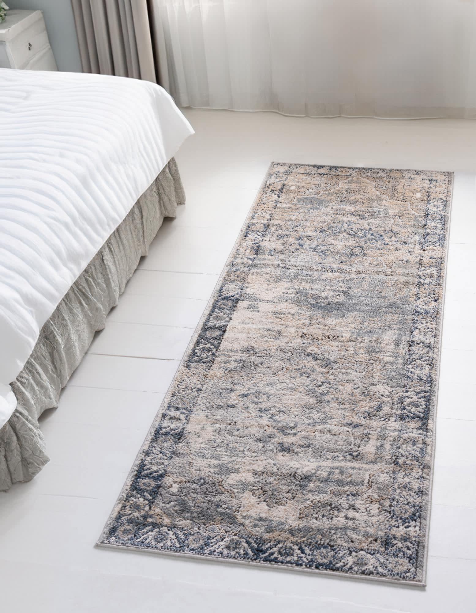 Unique Loom Portland Collection Area Rug - Canby (2'  x 8' Runner Gray/Blue)