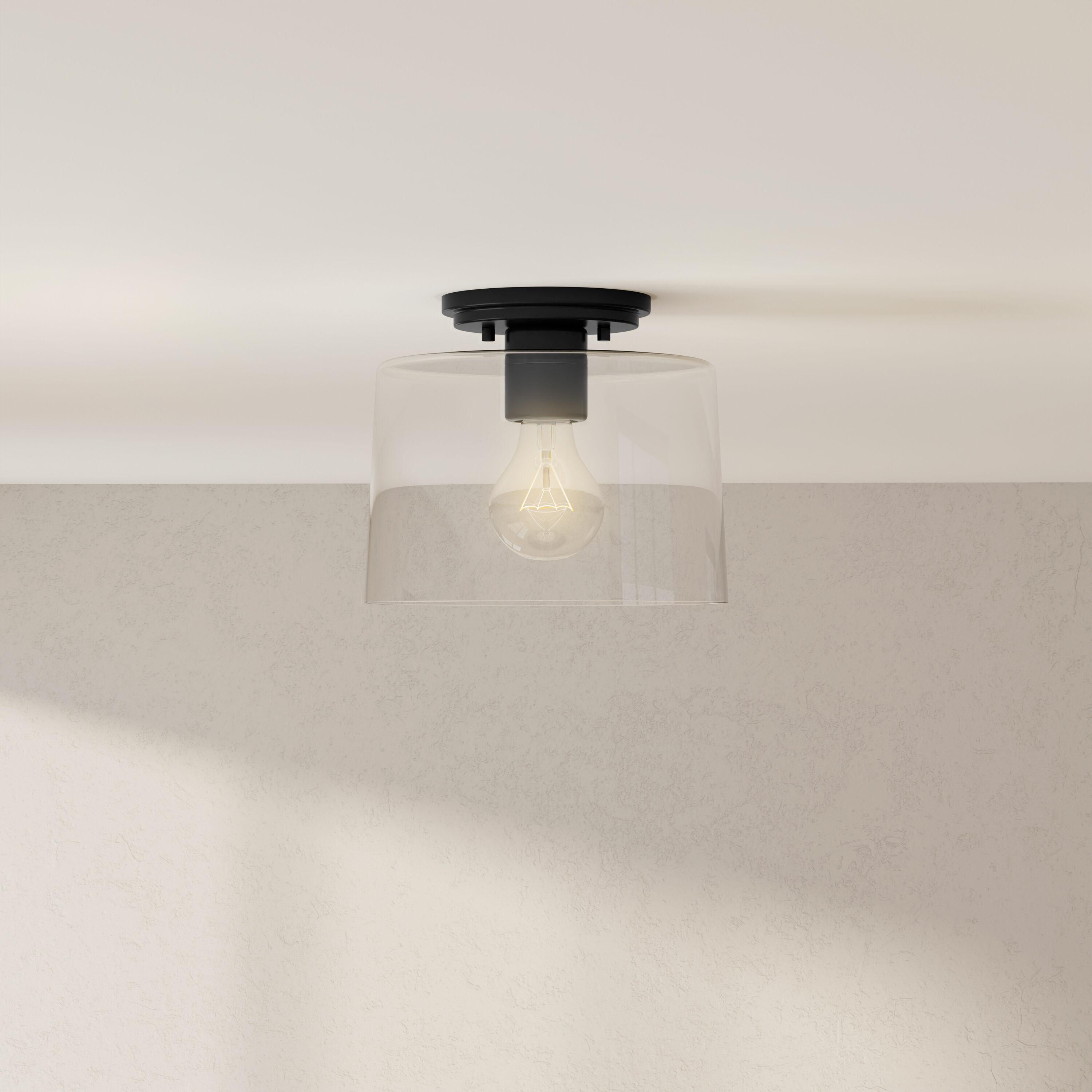 Progress Lighting, Adley Collection, 1-Light Flush Mount, Matte Black, Clear Glass Shade