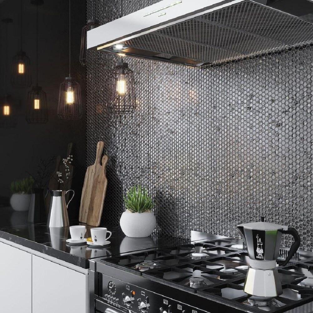 Glass Penny Round Mosaic Tile - 12.2" X 12.2" Sheet For Kitchen, Bathroom Or Wall Panel (10-Pack)