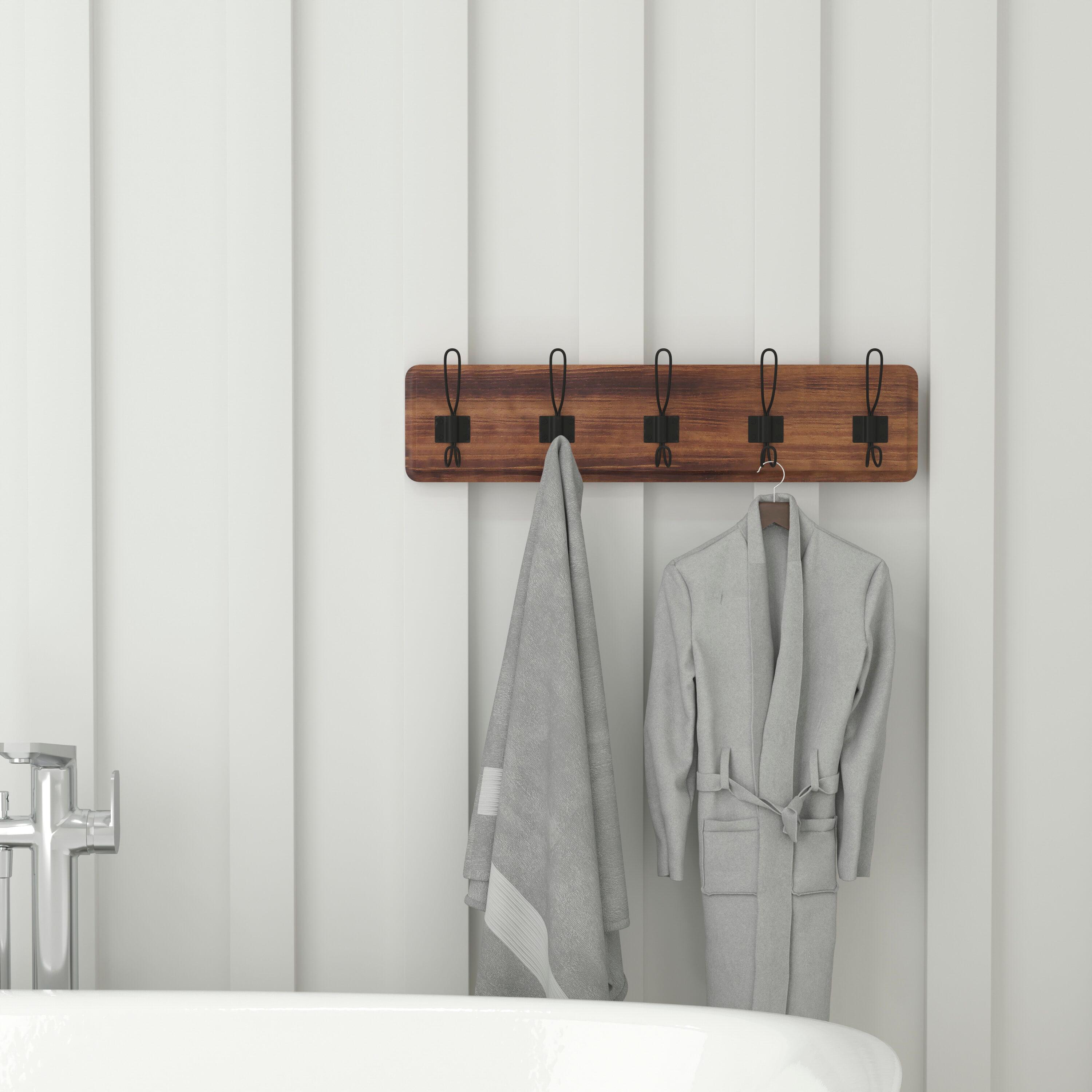 Flash Furniture Daly Rustic Rectangle Wood Coat Rack with Shelf/Storage, Rustic Brown