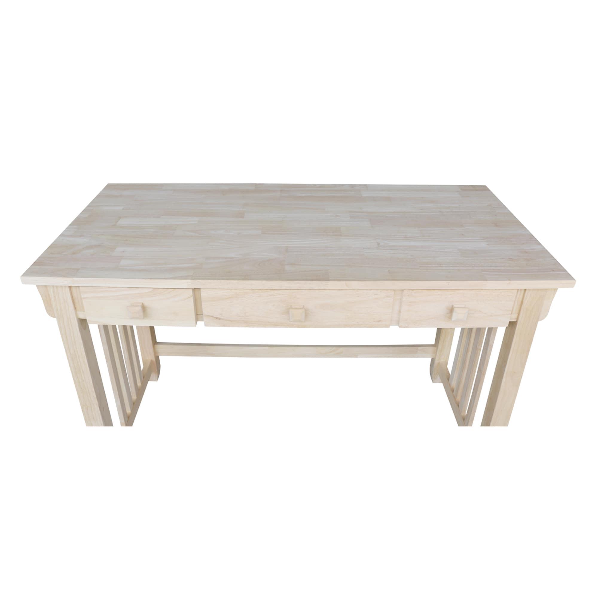 Mission Computer Desk - Unfinished - International Concepts: Hardwood Frame, 48" Writing Desk with Drawer, Adult Assembly Required