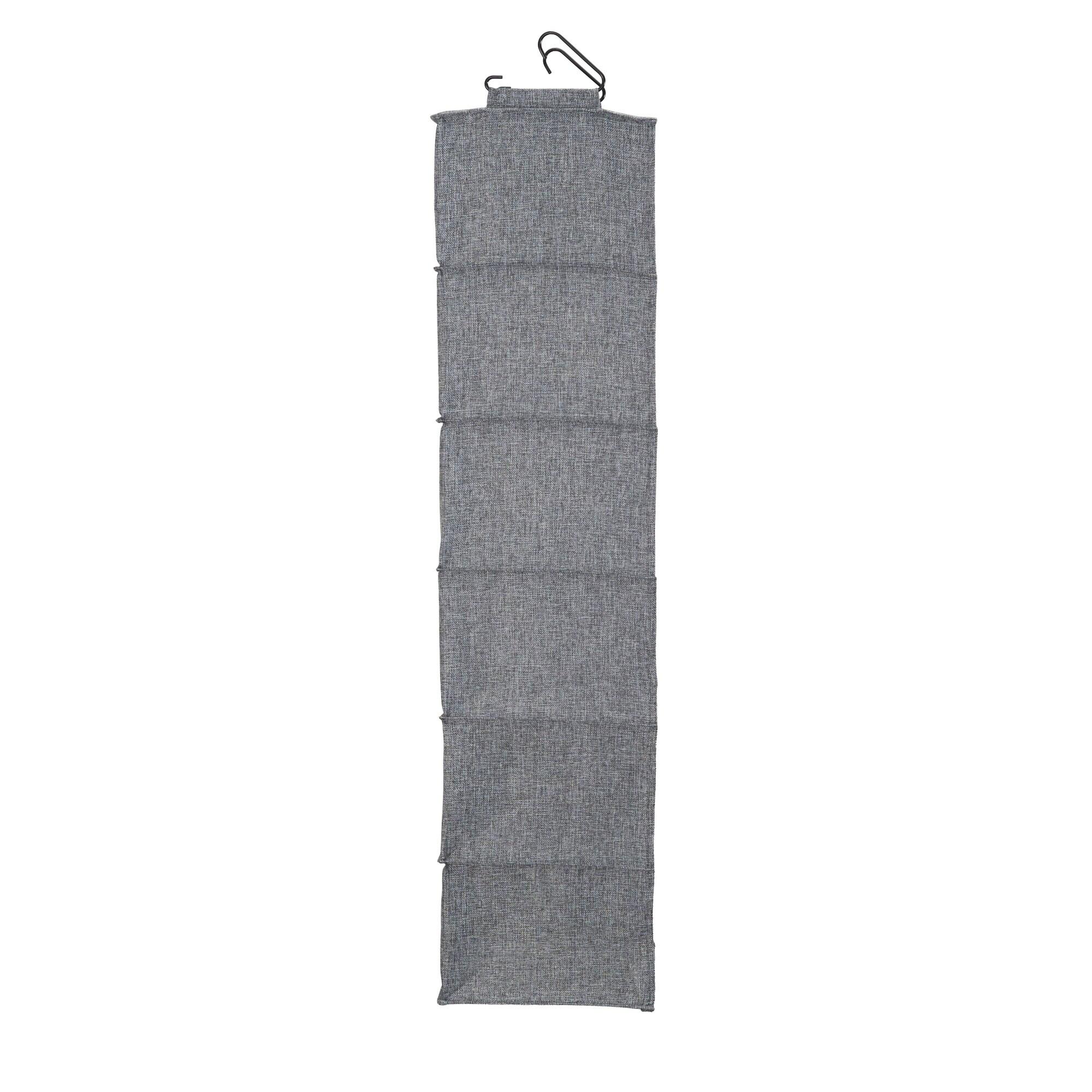 Household Essentials 6 Shelf Hanging Organizer Graphite Linen: Closet Hanging Storage, Fixed Shelves, Gray, 48" Height