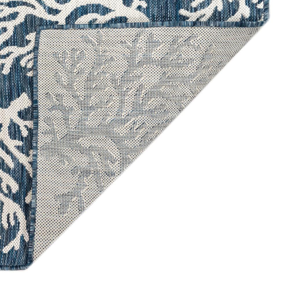 Liora Manne Carmel Coral Border Indoor/Outdoor Rug Navy 1'11" x 7'6"