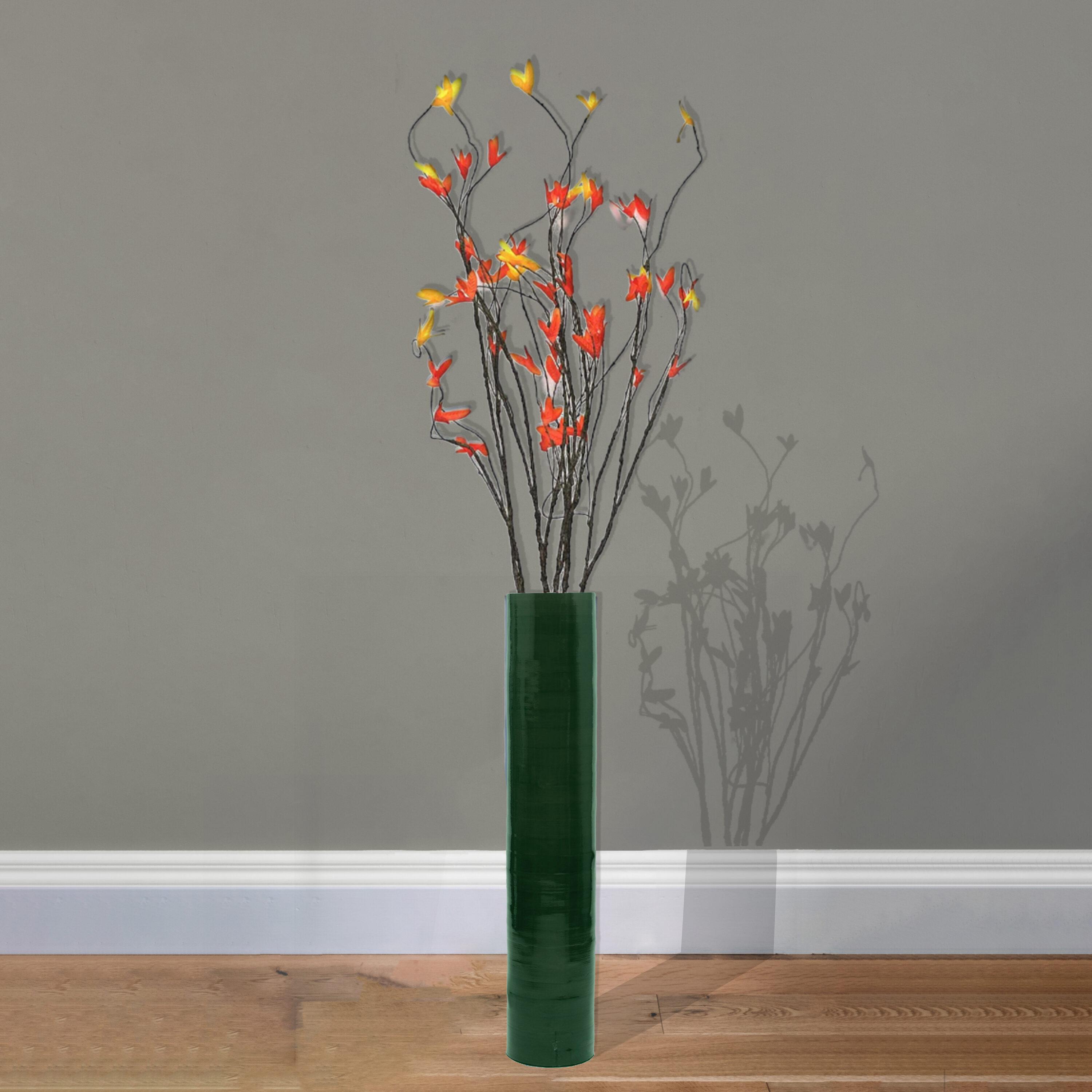 Uniquewise 30-inch-tall Decorative Contemporary Bamboo Display Floor Vase - Cylinder Shape - Stylish Home Decor Accent - Green - Modern Tall Vase