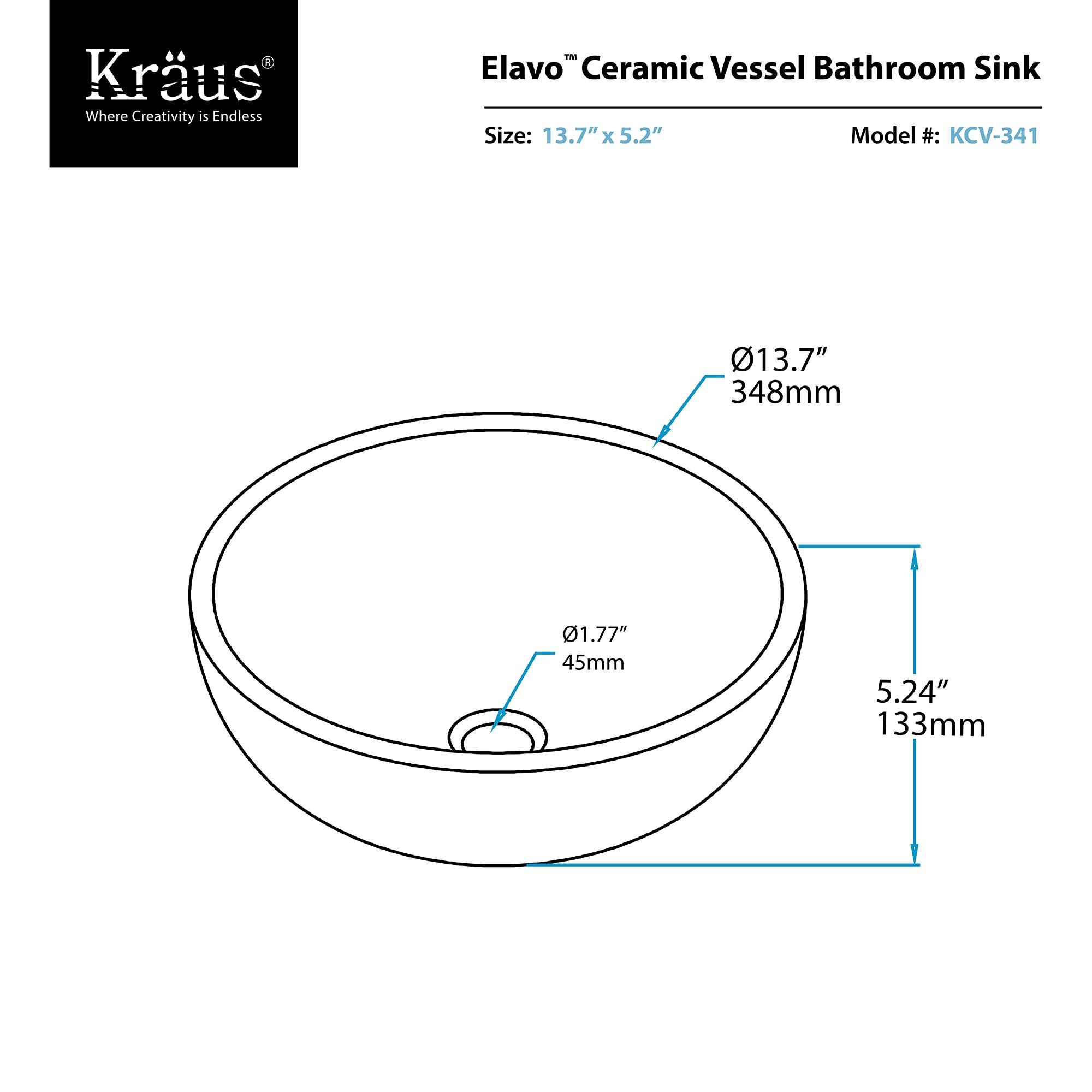 KRAUS Elavo™ Thin Ceramics Vessel Bathroom Sink