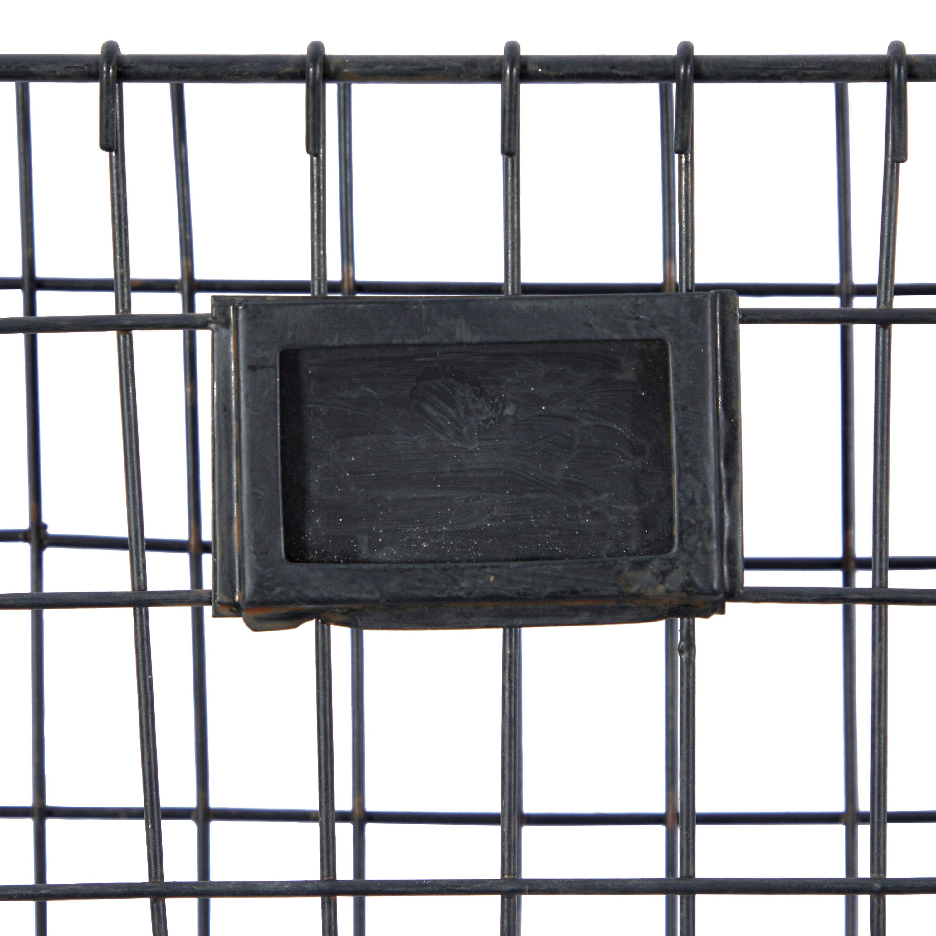 DecMode 28" Black Metal 2 Slots Suspended Wire Basket Magazine Rack Holder with Suspended Baskets and Label Slot