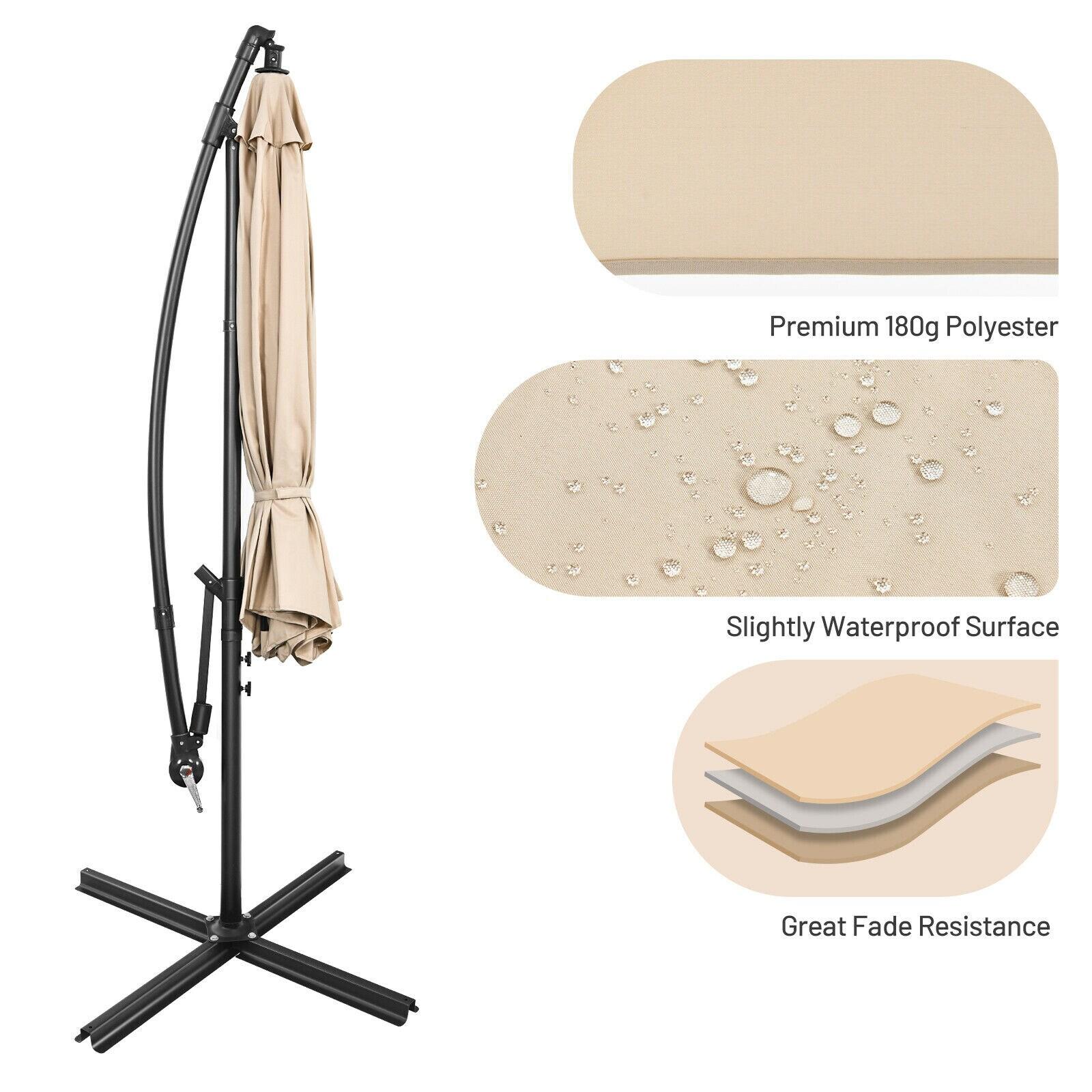 LAUSAINT HOME 10 ft Cantilever Patio Umbrella, Round Outdoor Beige Umbrella