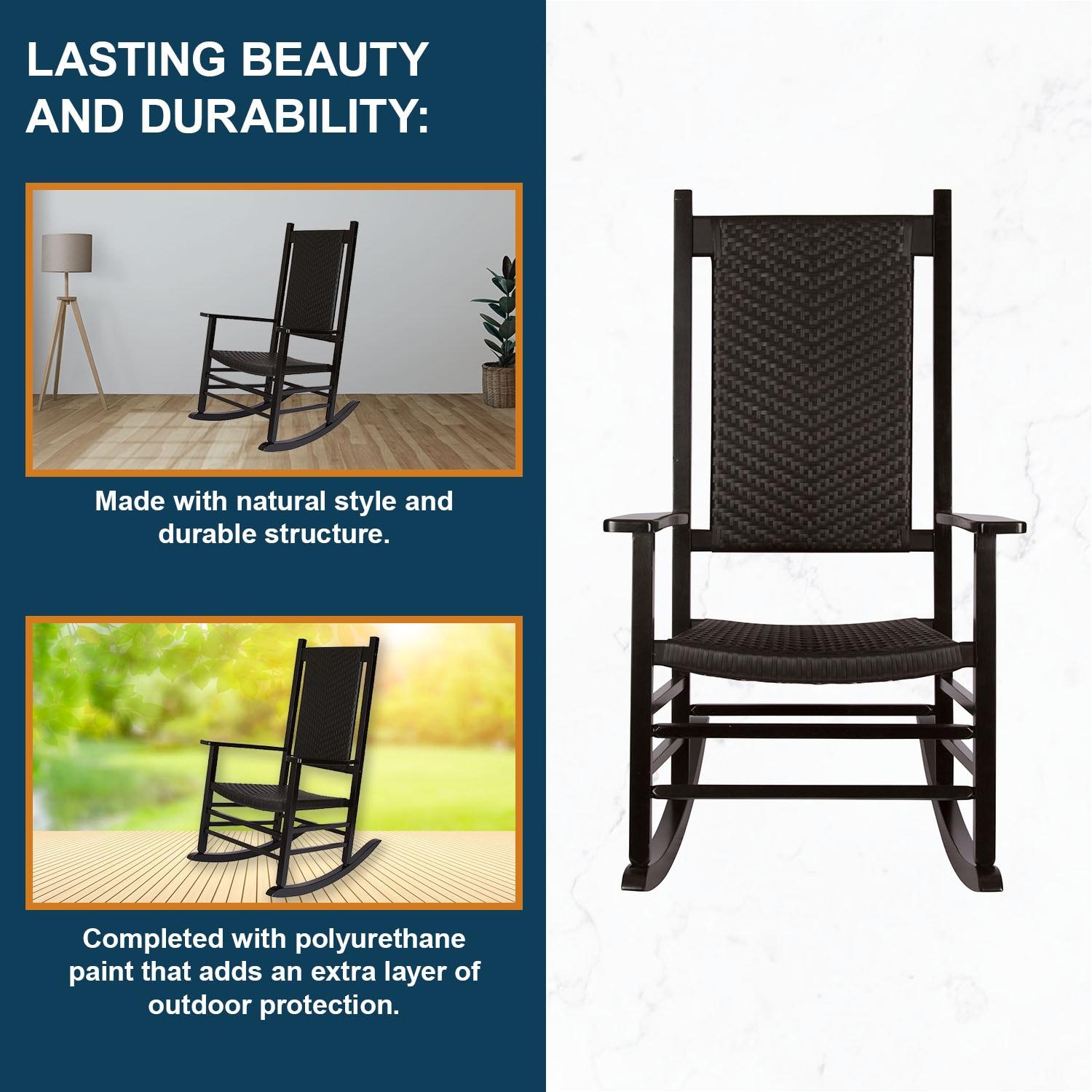 Shine Company Traditional Hardwood Patio Porch Rocker in Black