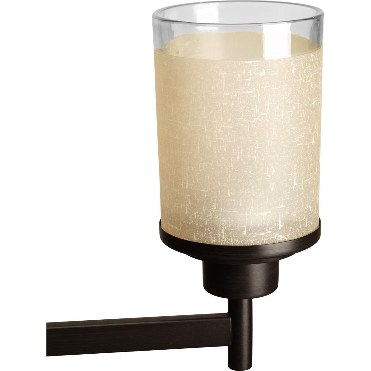 Progress Lighting Alexa Collection 4-Light Bath Fixture, Antique Bronze, White Linen Glass Shade