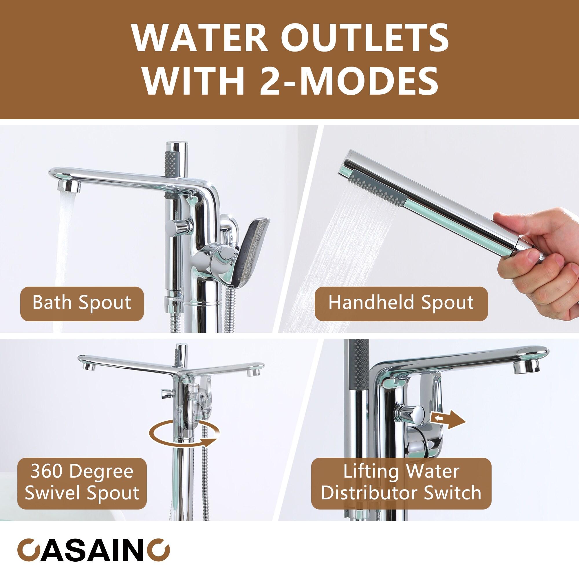 Chrome Freestanding Bathtub Faucet with Hand Shower