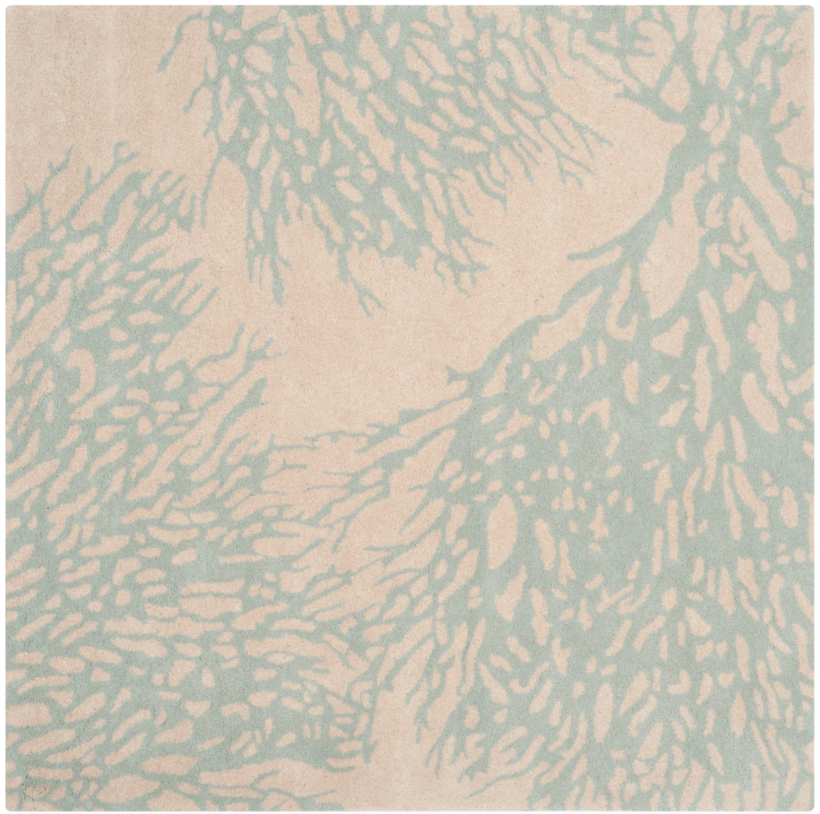 Bella BEL115 Hand Tufted Area Rug - Beige/Blue - 5'x5' - Safavieh.