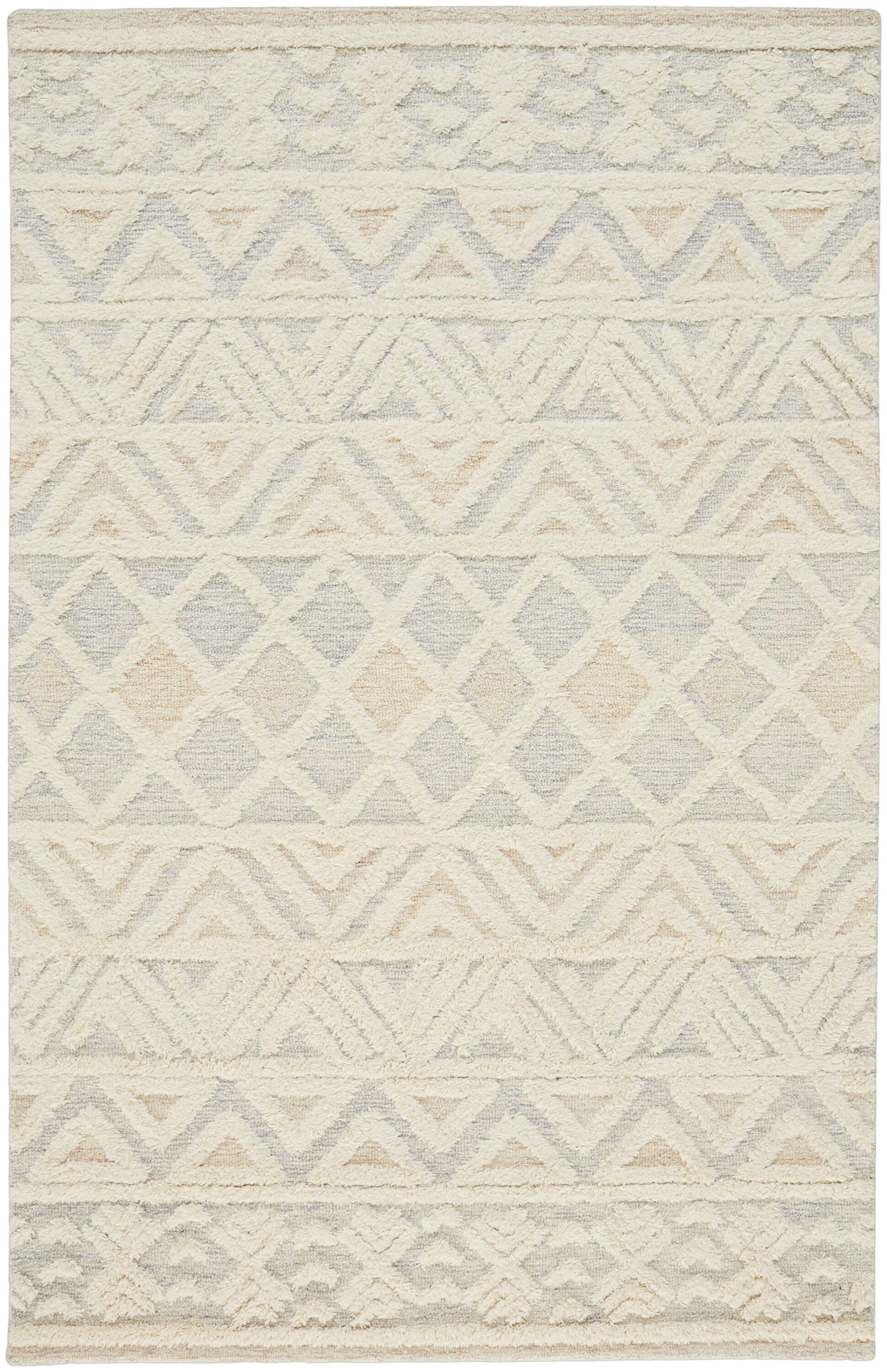 Elika 2' x 3' Blue and Ivory Wool Tufted Oval Rug