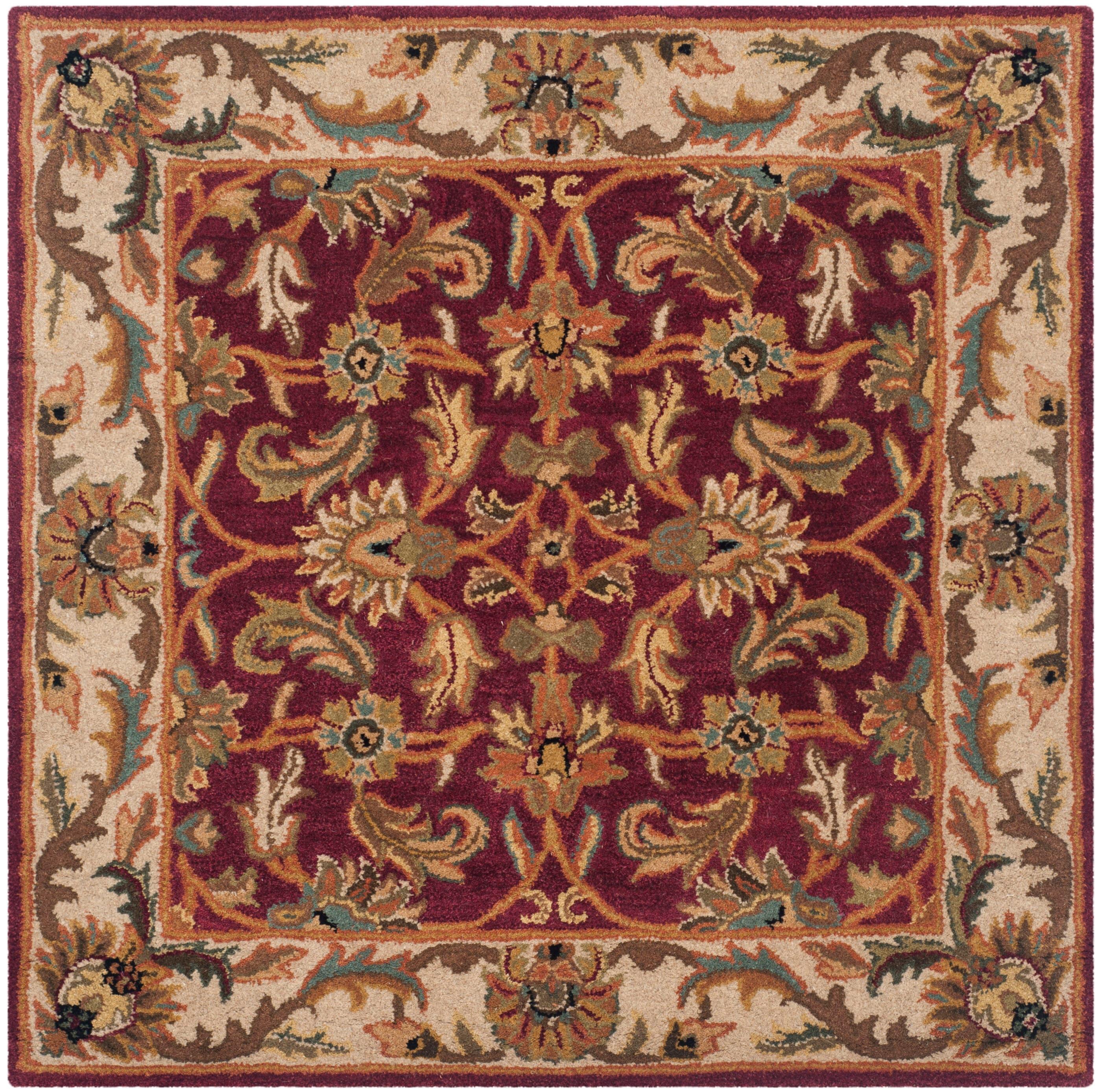 Heritage HG628 Hand Tufted Area Rug - Red/Ivory - 4'x4' - Safavieh.