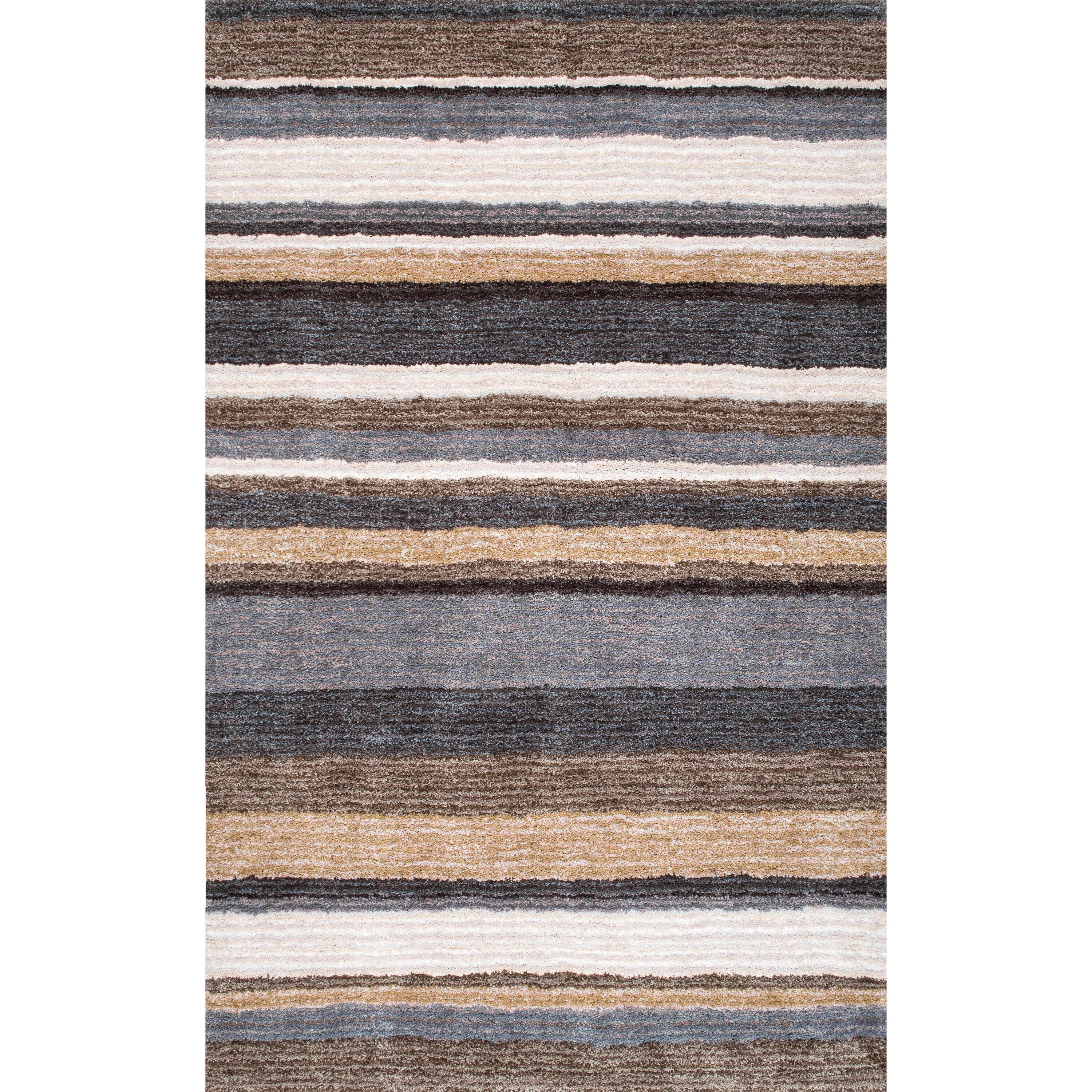 Nuloom Drey Striped 5x8 Shag Area Rug for Living Room Bedroom Dining Room Nursery, Beige Multicolor/Brown