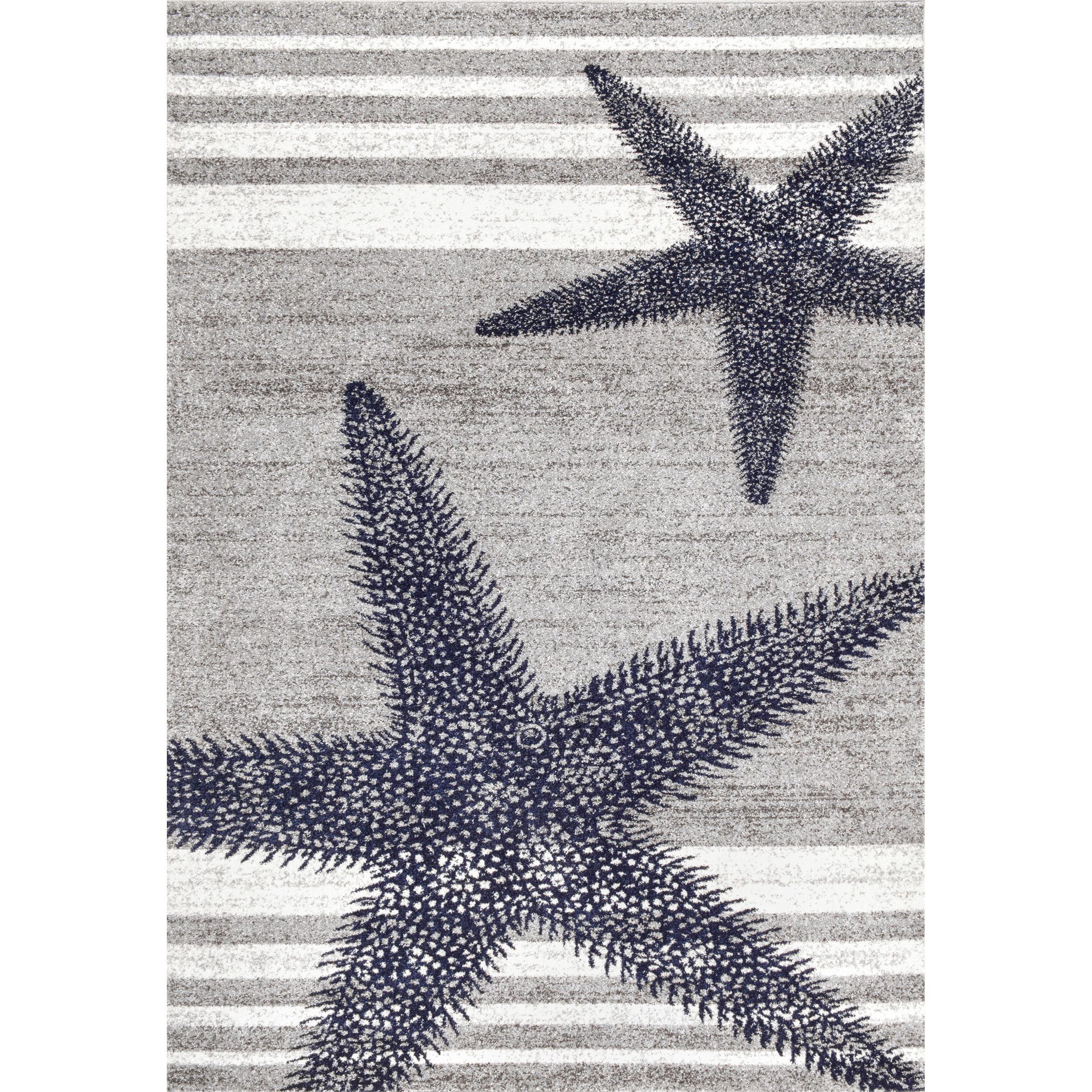 Nuloom Starfish Animal Print 4x6 Indoor Area Rug for Living Room Bedroom Dining Room Kitchen, Grey/Blue