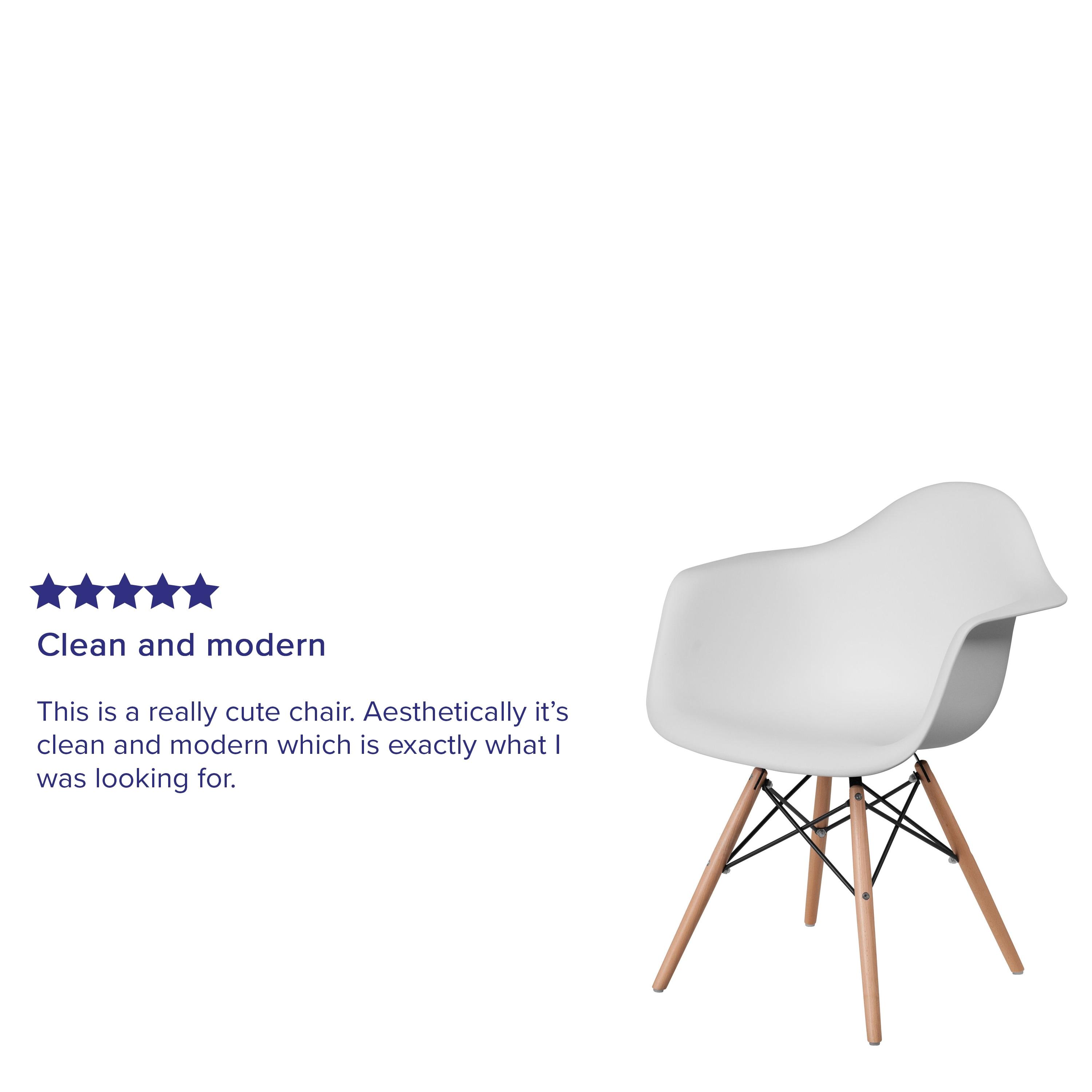 Flash Furniture Alonza Series White Plastic Chair with Wooden Legs