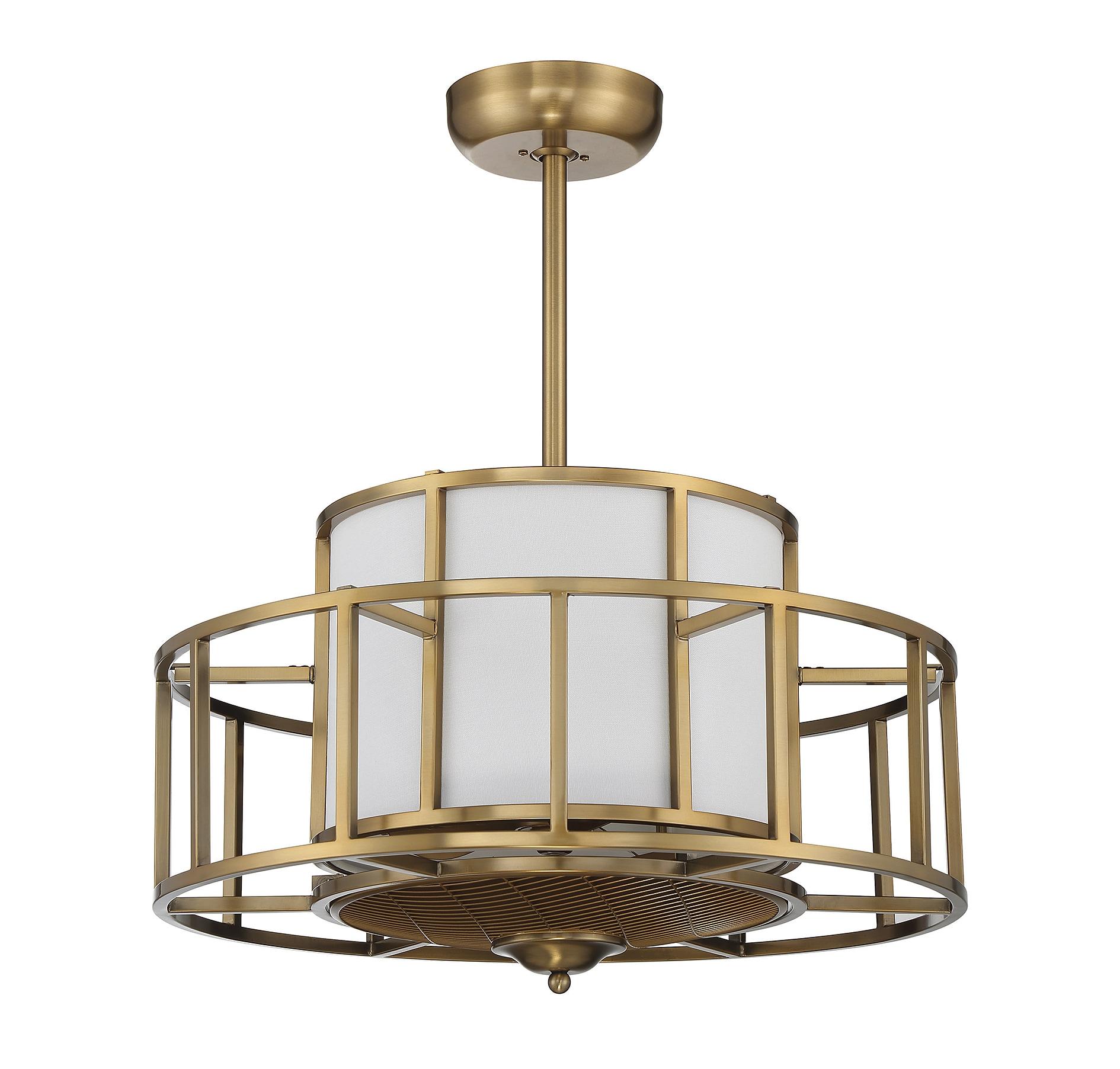 Warm Brass Four Light Fan D'Lier from the Oslo Collection