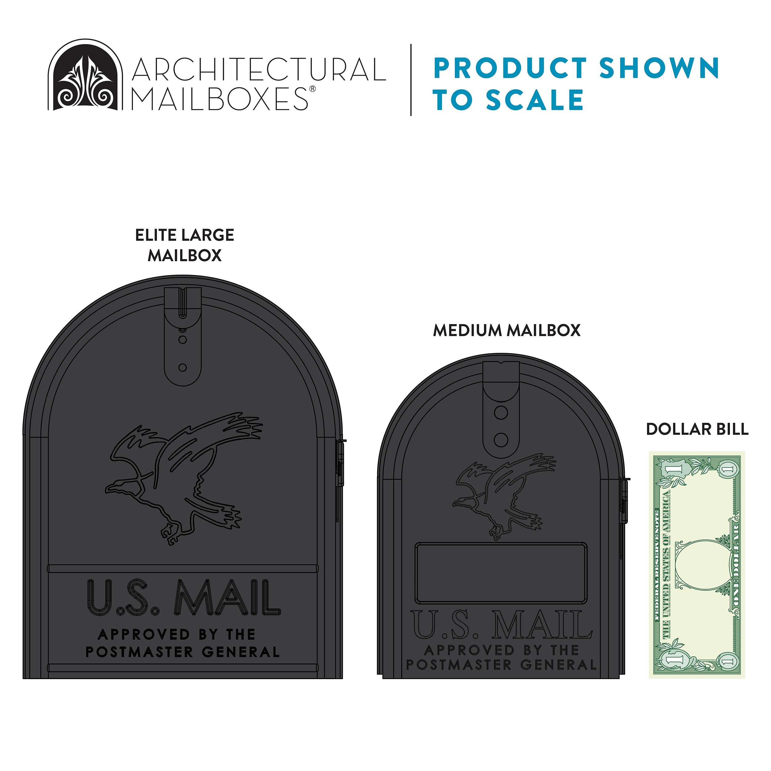 Architectural Mailboxes Elite Galvanized Steel, Large, Post-Mount Mailbox in Black