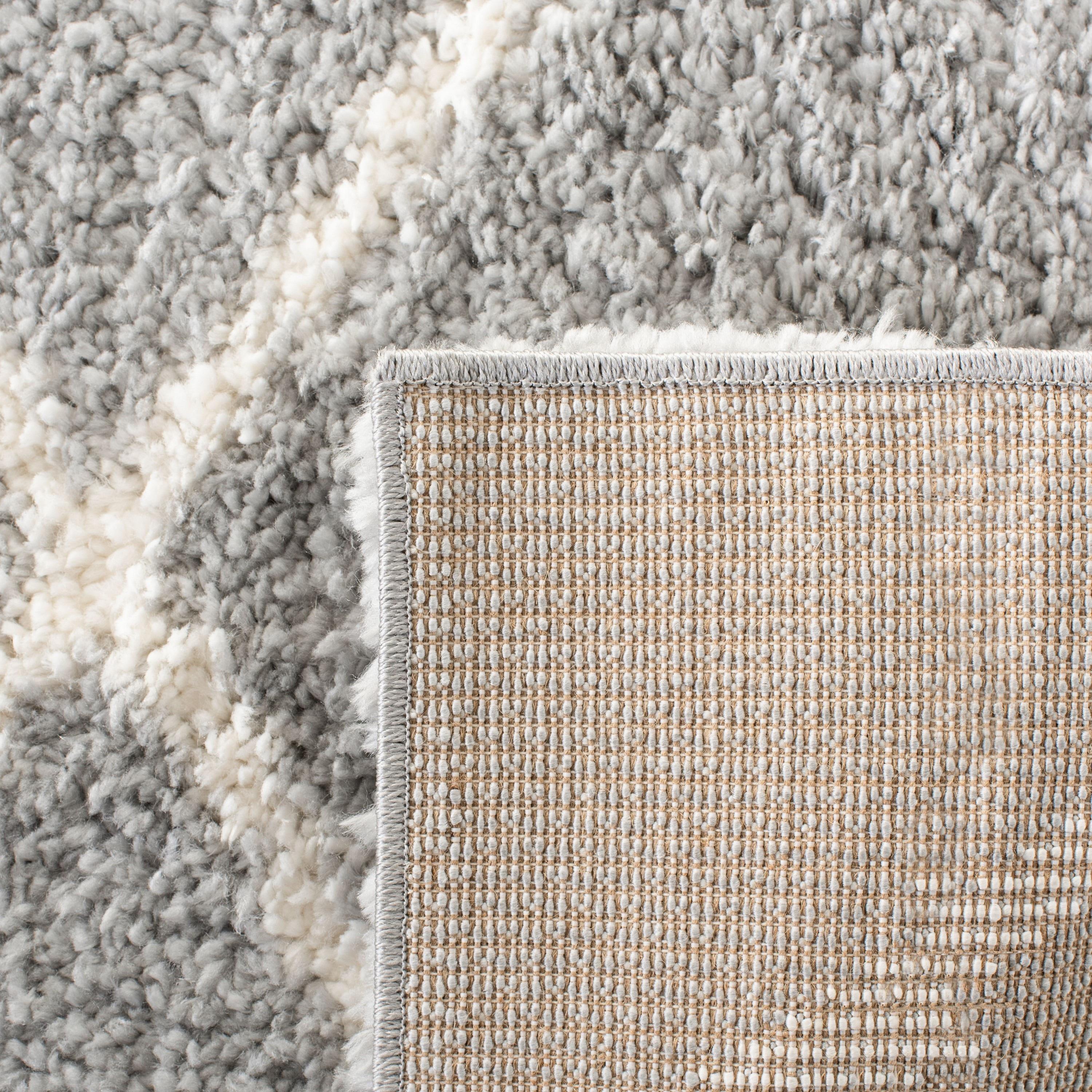 Parma Shag PMA515 Power Loomed Indoor Runner Rug - 2'3"x11' - Grey/Cream - Safavieh