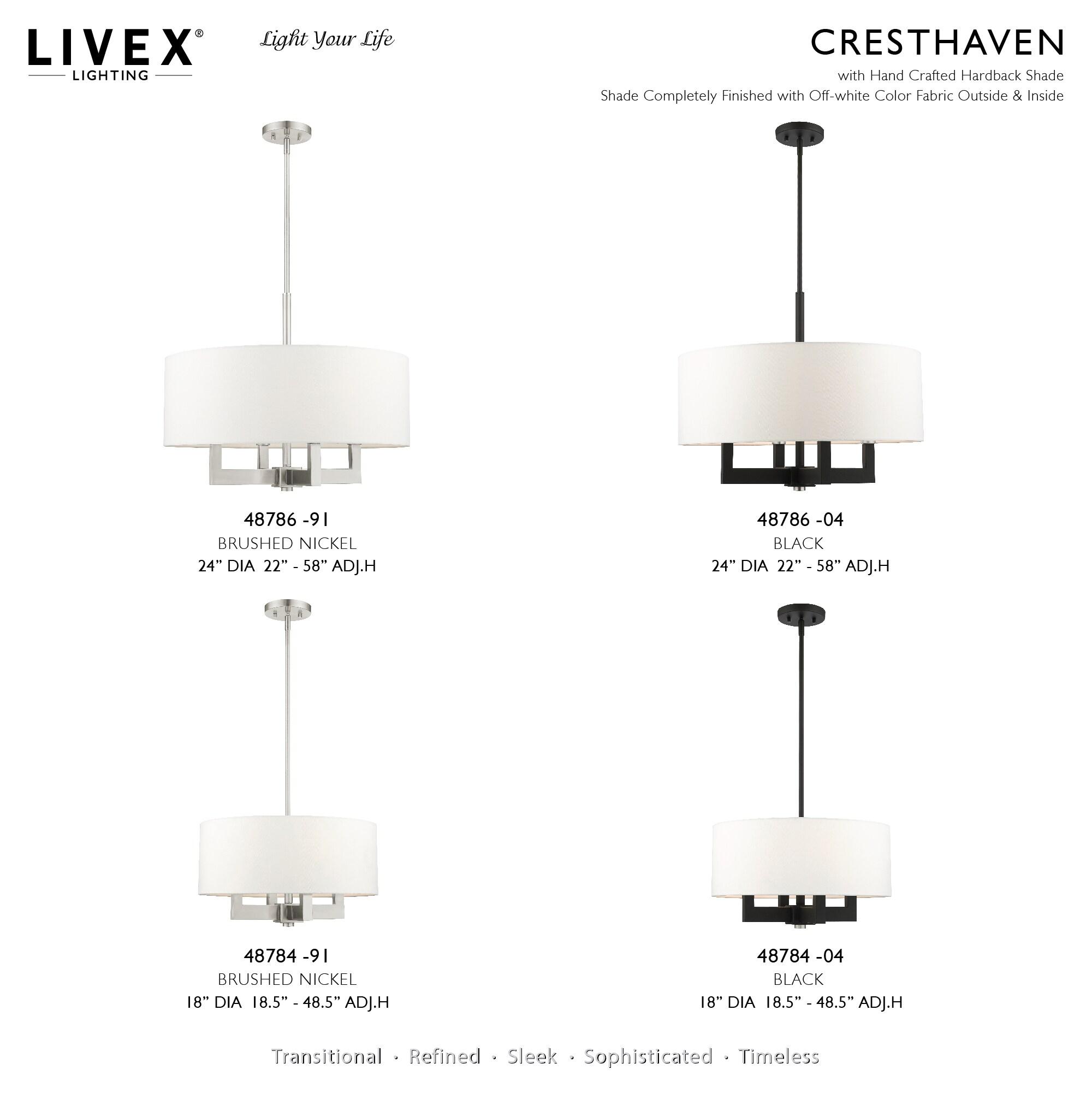 Livex Lighting Cresthaven 4 - Light Chandelier in  Black