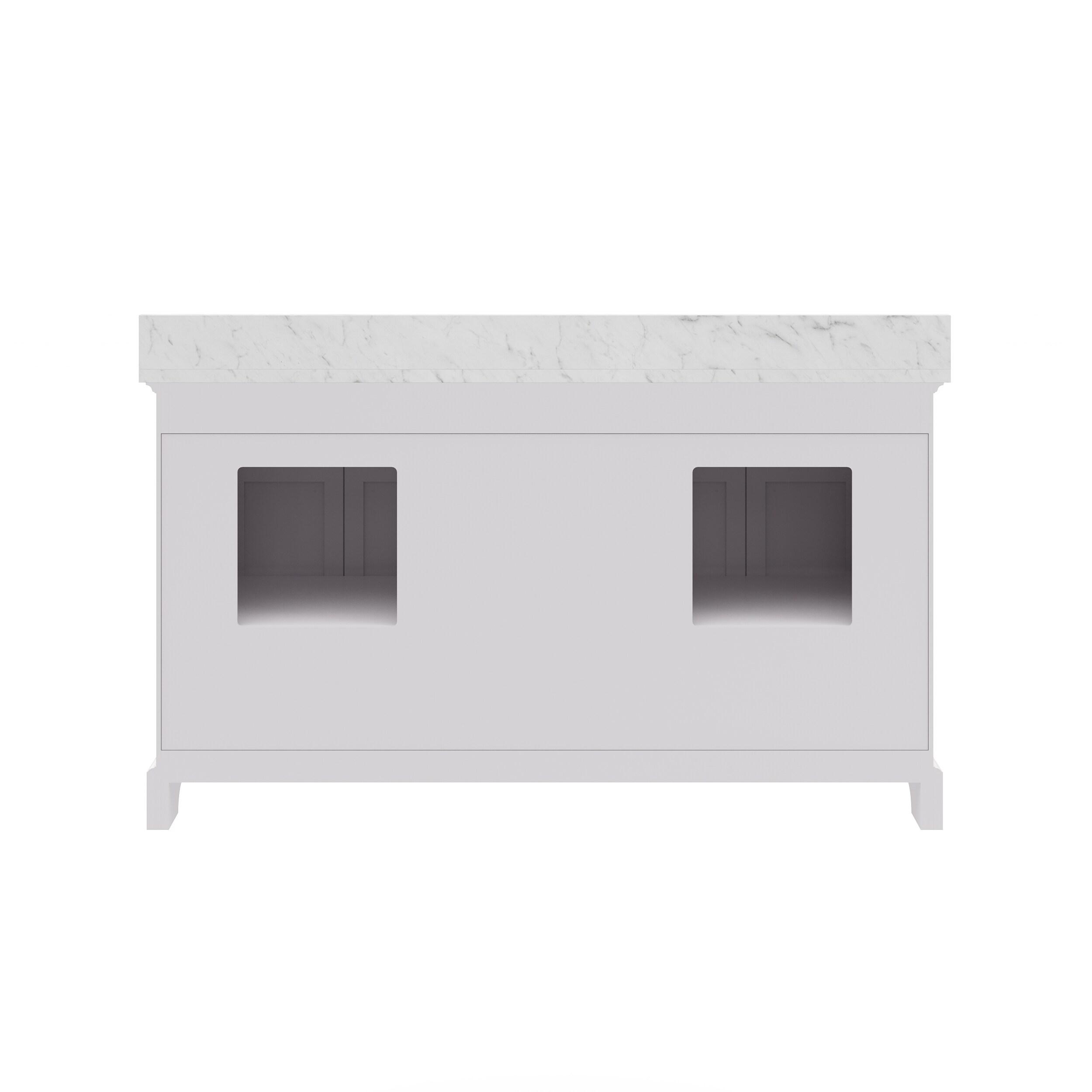 Water Creation Derby 60" Wood Double Bathroom Vanity in Pure White & Chrome