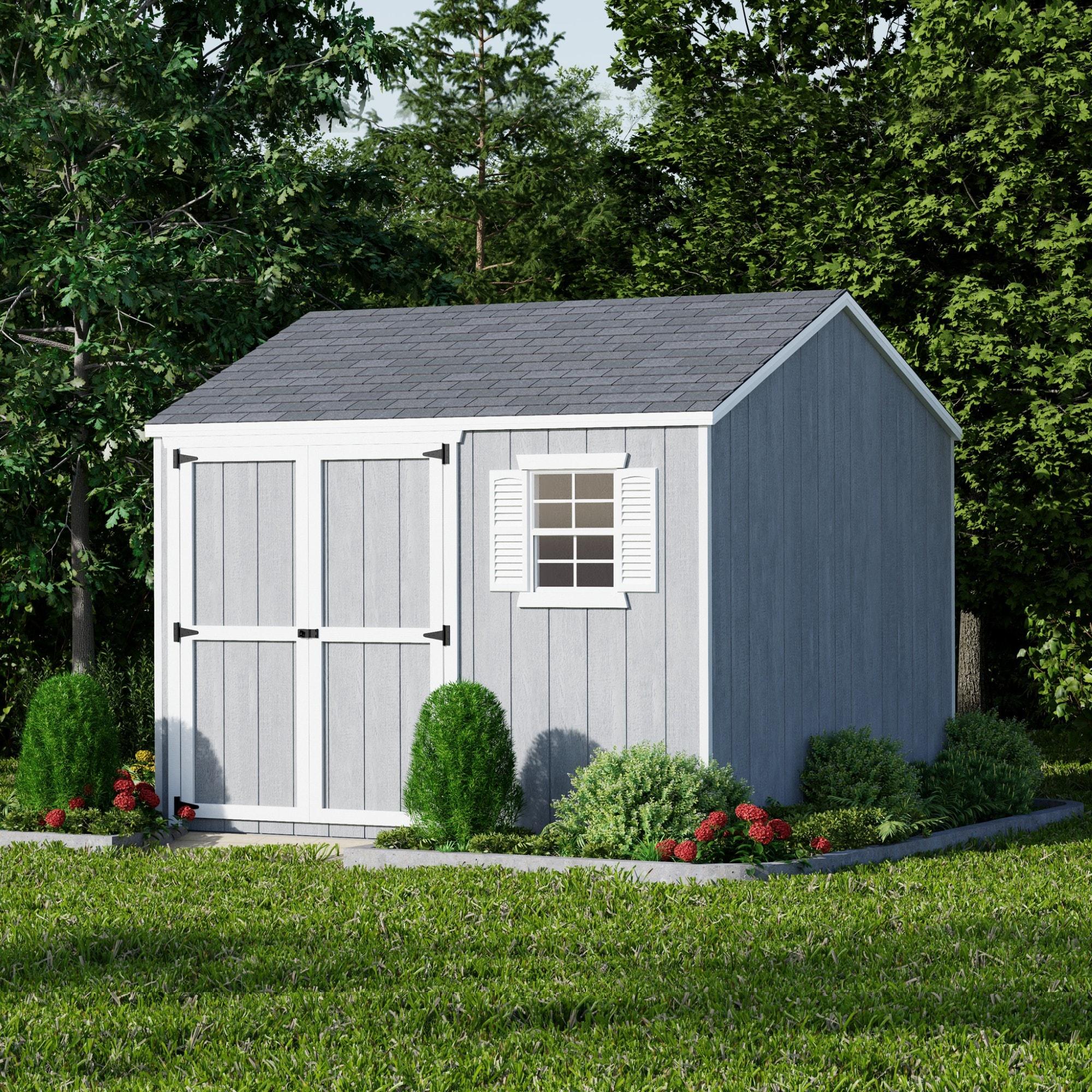 Little Cottage Co. 10x10 Value Workshop Shed with Operable Windows and Floor, Outdoor Wood Storage Do-It-Yourself Precut Kit