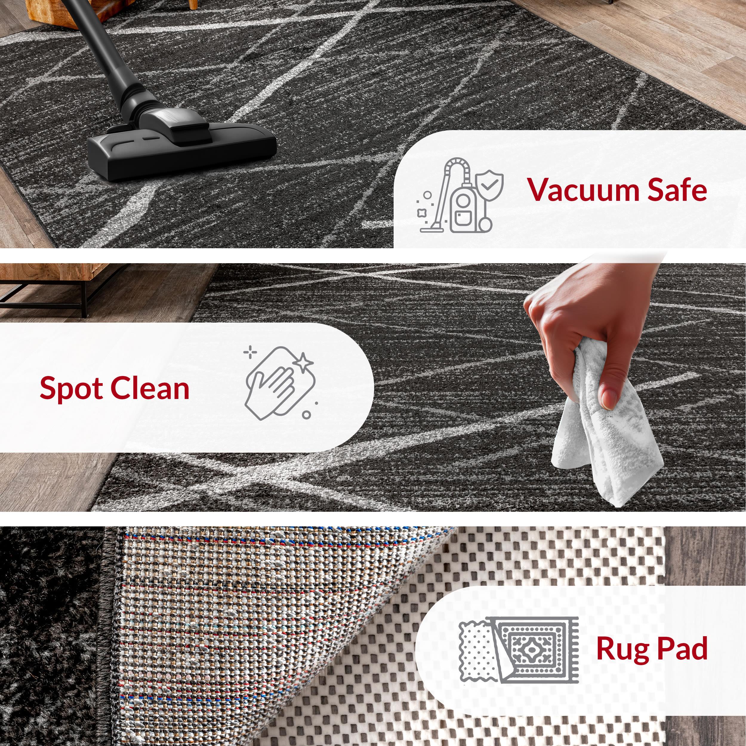 Nuloom 2x3 Thigpen Contemporary Indoor Area Rug, Charcoal, Abstract Lines, Non-Slip Backing, Stain Resistant, Bedroom Living Room, Kitchen