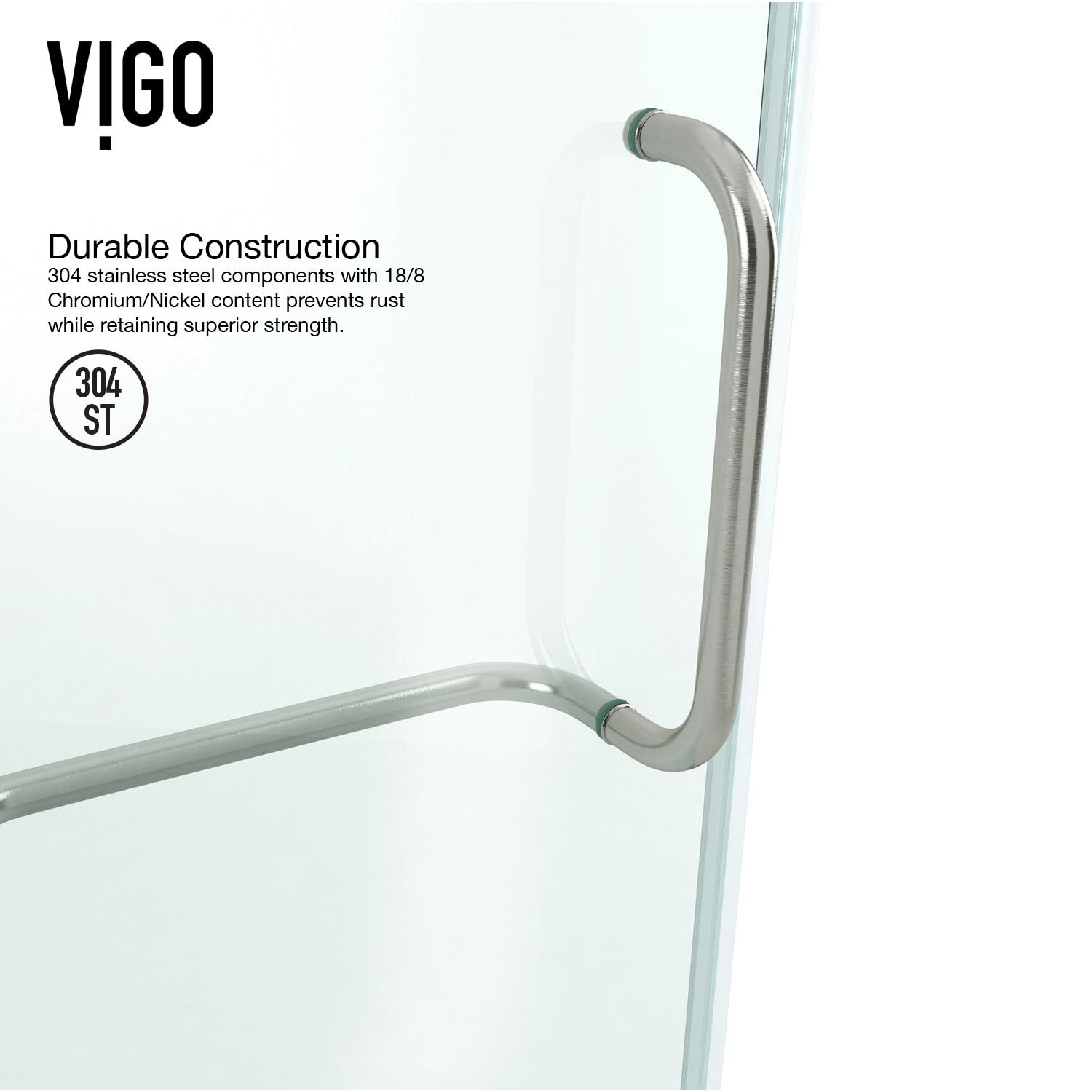 VIGO Monteray 48" W x 32" D x 79" H Hinged Frameless Shower Enclosure with 3/8 Clear Glass & Base VG6011BNCL48WL