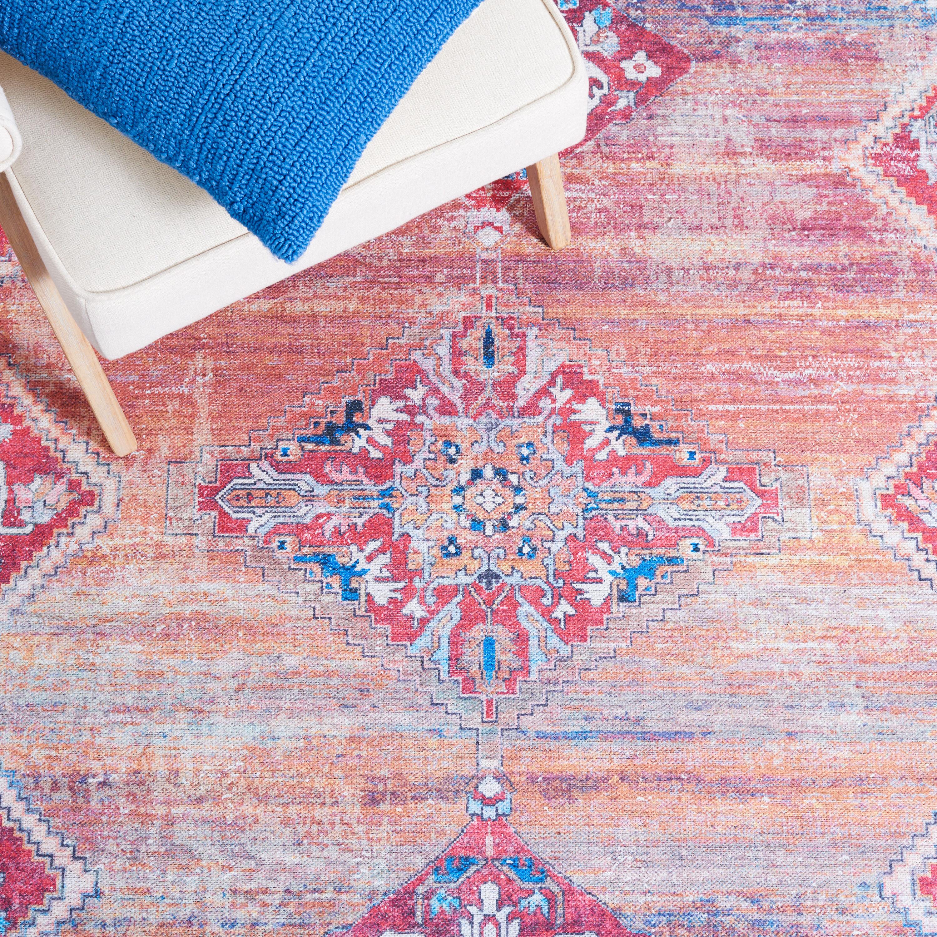 Serapi SEP376 Power Loomed Machine Washable Skid-Resistant Indoor Area Rug - Rust/Navy - 9'x12' - Safavieh