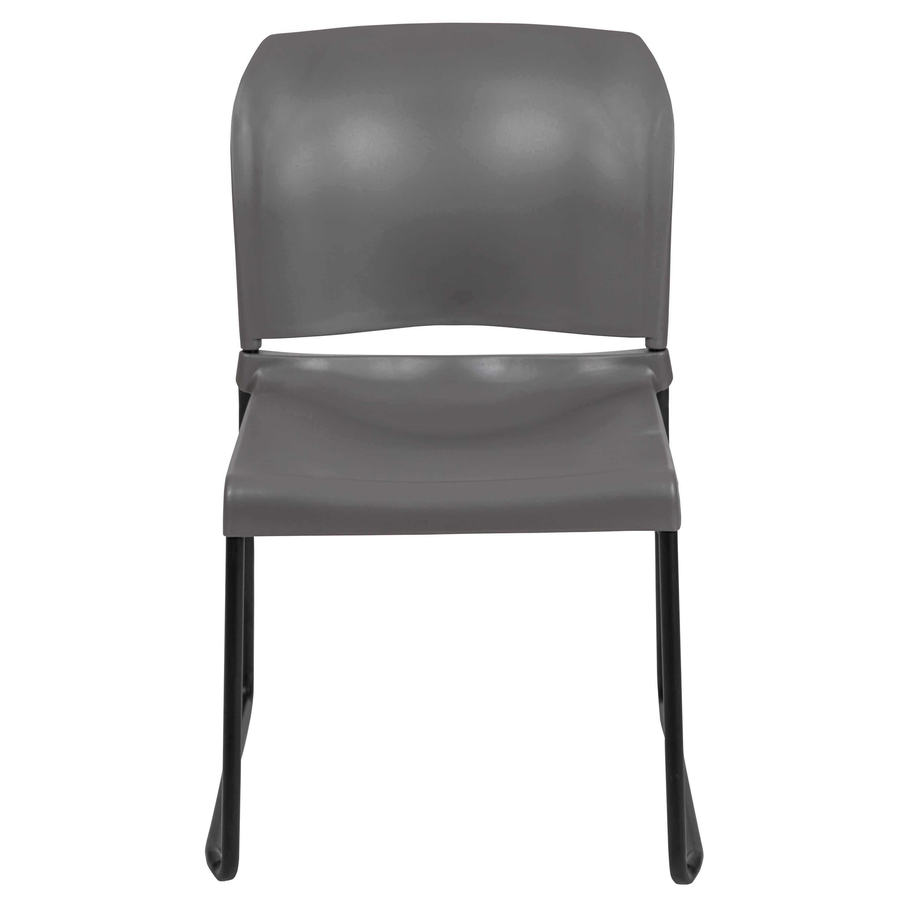 Flash Furniture HERCULES Series 880 lb. Capacity Gray Full Back Contoured Stack Chair with Black Powder Coated Sled Base