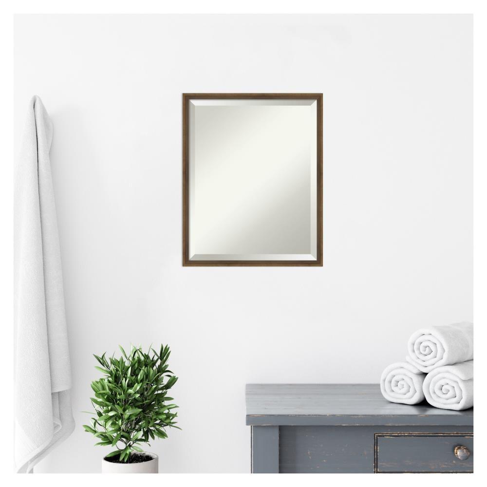 Elegant Rectangular Light Bronze Wood Vanity Mirror 17" x 21"