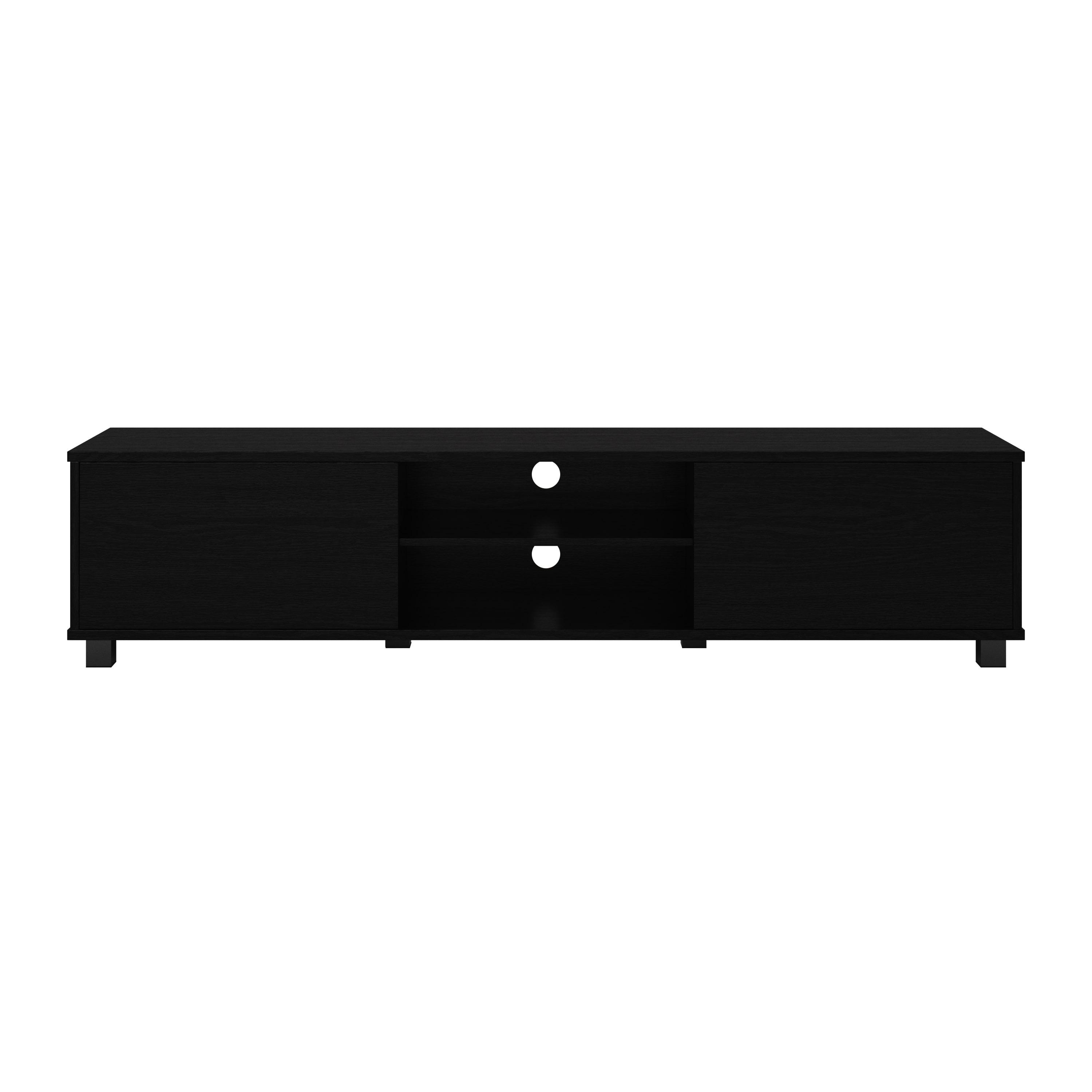 CorLiving Hollywood TV Stand for TVs up to 85" Black: Modern Console, Adjustable Shelves, MDF Frame